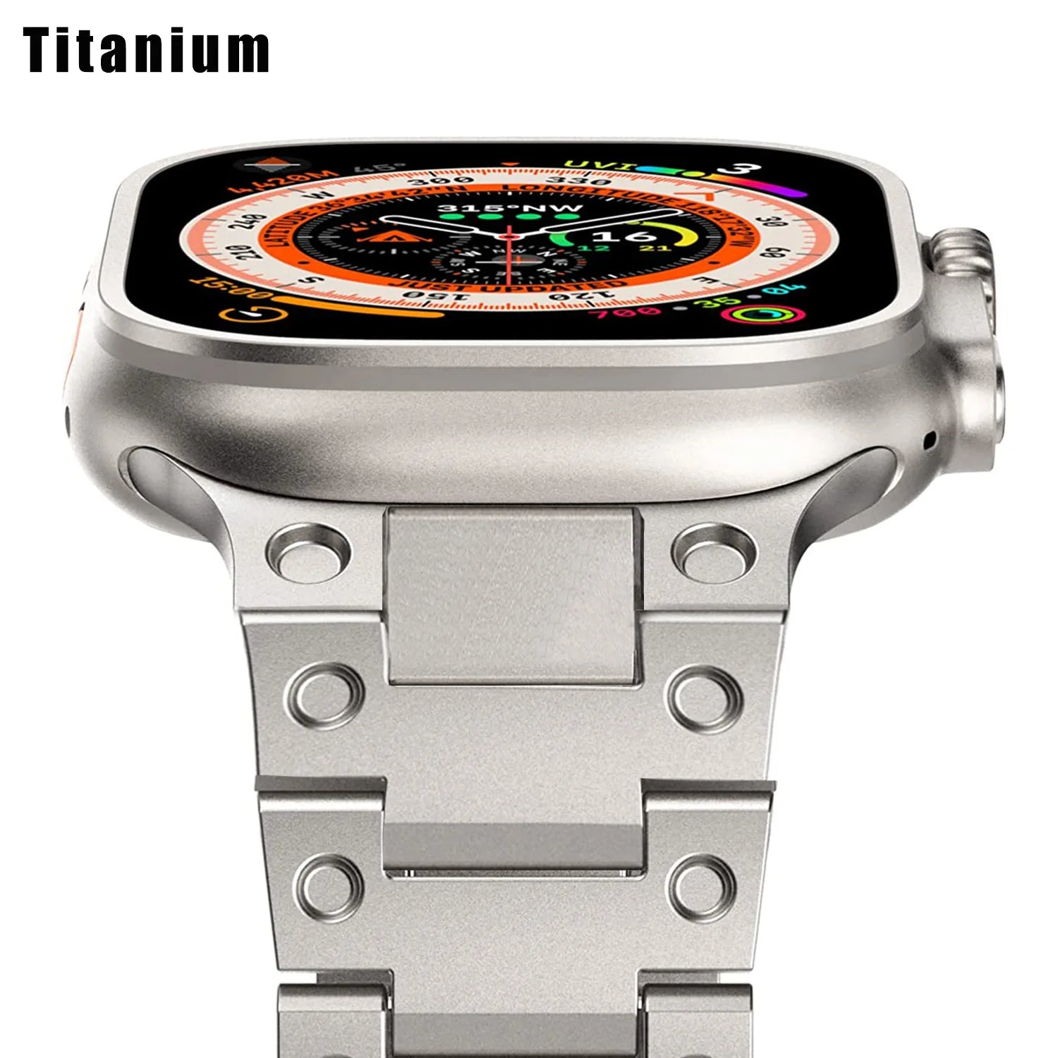 Premium Glossy Titanium Bracelet for Apple Watch - Stylish & Durable Replacement Band for Workout, Office & Everyday Wear