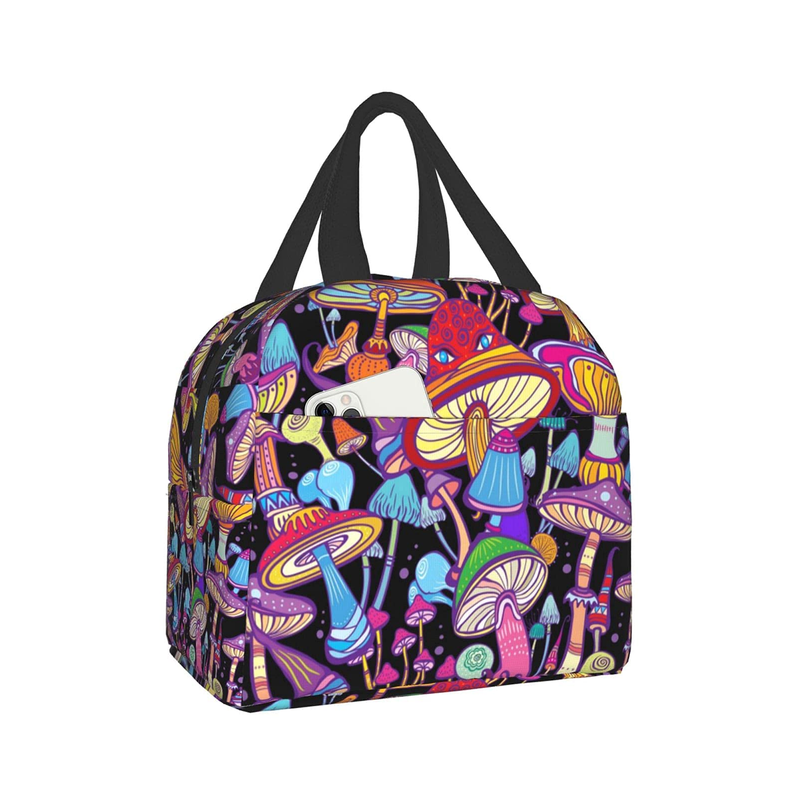 Insulated Mushroom Lunch Bag for Women & Men - Cute Colorful Tote Lunch Box for Work, School, Picnic & Outdoor Travel | Leakproof Food Container