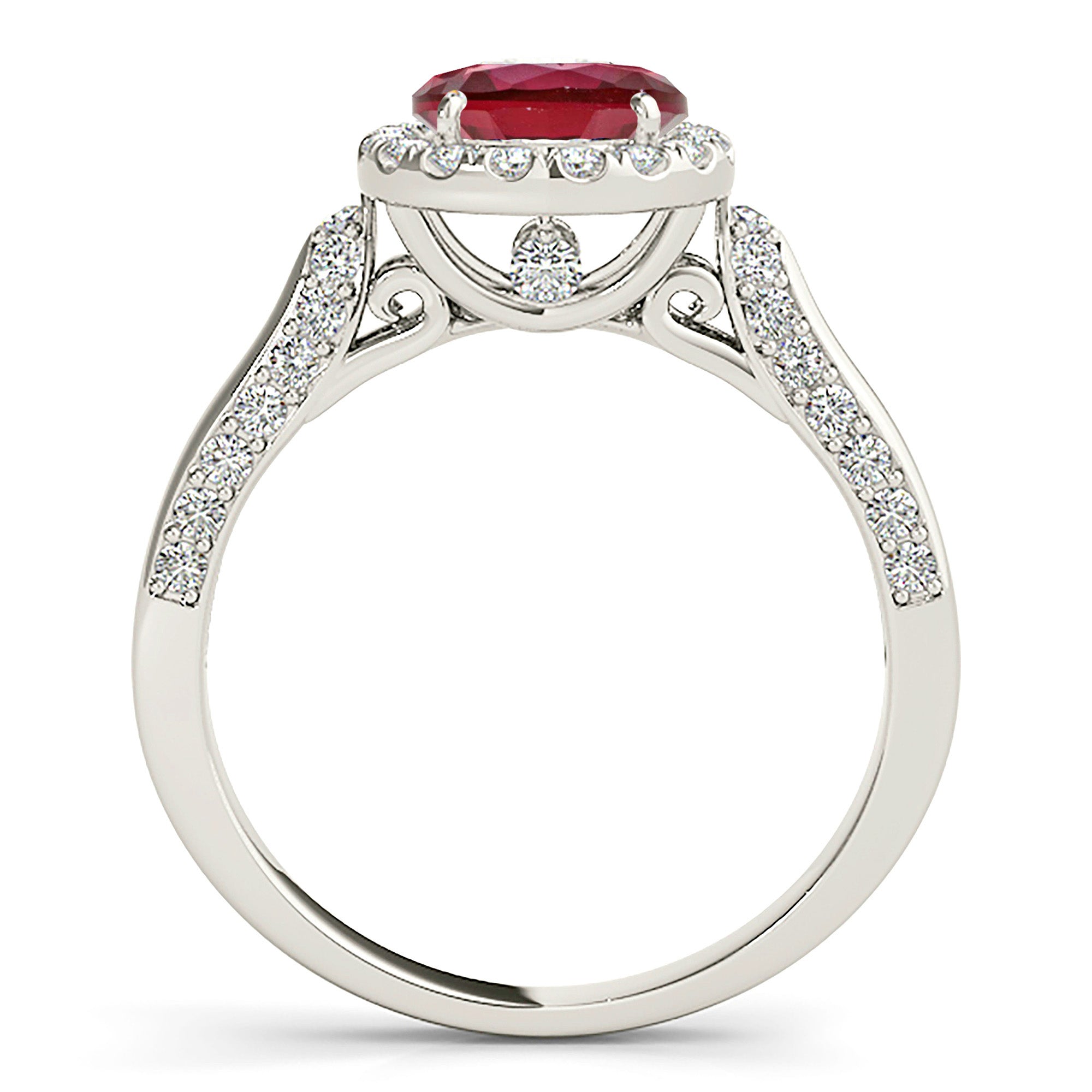 1.80 Carat Genuine Ruby Ring with Halo & Diamond Accents - Elegant Engagement, Anniversary Gift for Women