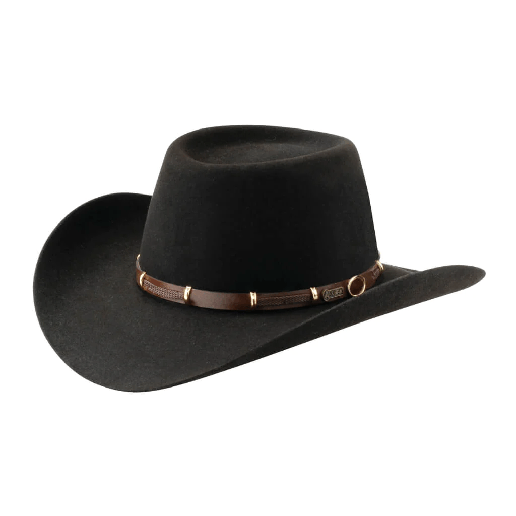 AKUBRA Leather Inner Band Hat - Dark Brown Cowboy Hat for Men & Women - Premium Quality for Outdoor, Rodeo, and Country Style Fashion