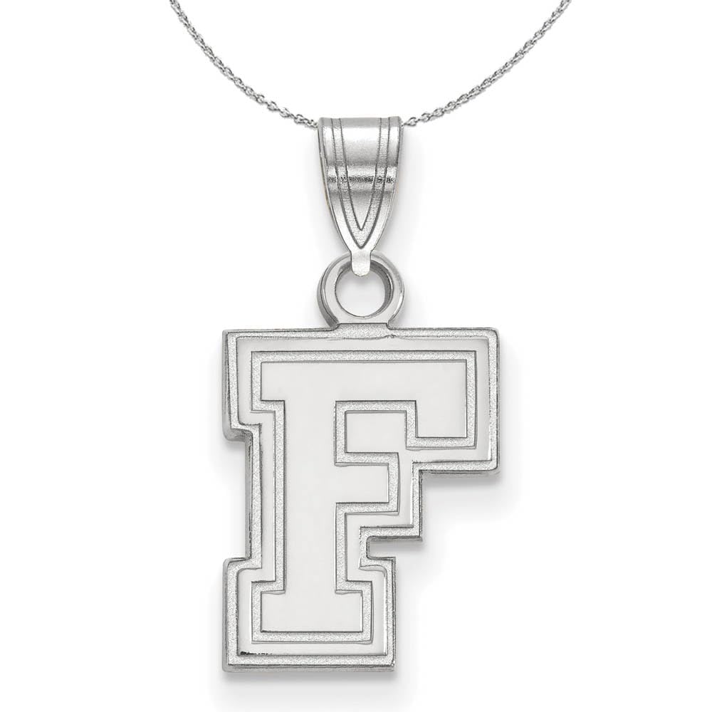 Sterling Silver Fordham University Small Pendant Necklace with Black Bow - Elegant Jewelry Gift for Graduation, Birthday & Special Occasions