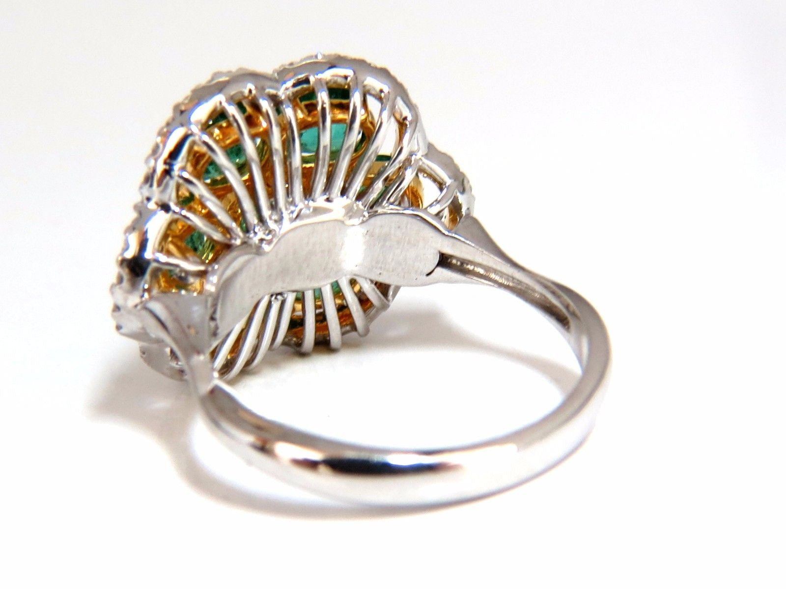 3.02 Carat Natural Oval Emerald Diamond Cocktail Ring in 14K Gold (G/VS) - Perfect for Evening Parties, Weddings & Special Occasions