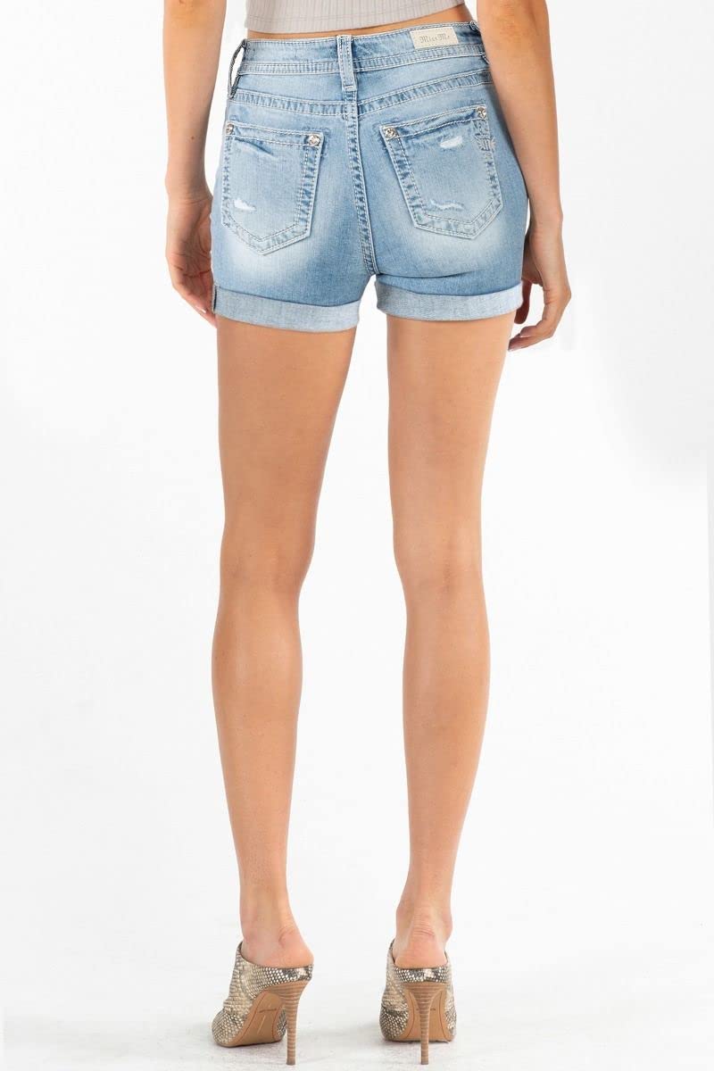 Miss Me Women's Mid-Rise Stretch Denim Shorts M3636H47 - Comfortable Casual Wear for Summer, Beach & Outdoor Activities