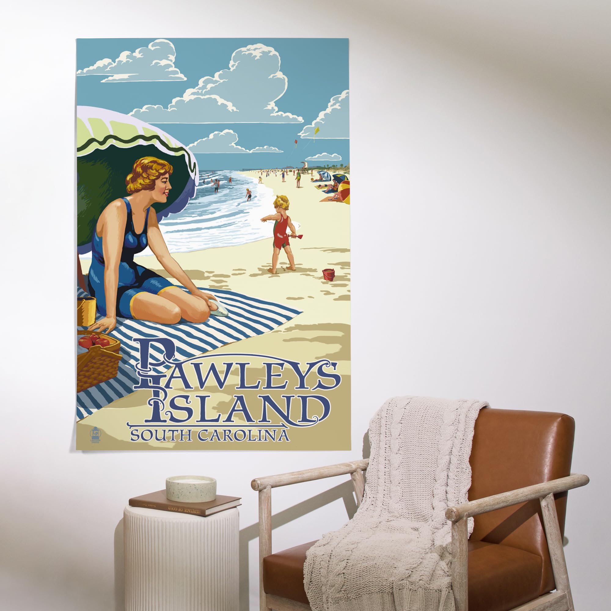 Lantern Press 36x54 Inch Giclee Art Print - Pawleys Island South Carolina Coastal Wall Decor - Woman on Beach Painting - Perfect for Living Room, Bedroom & Office Wall Art
