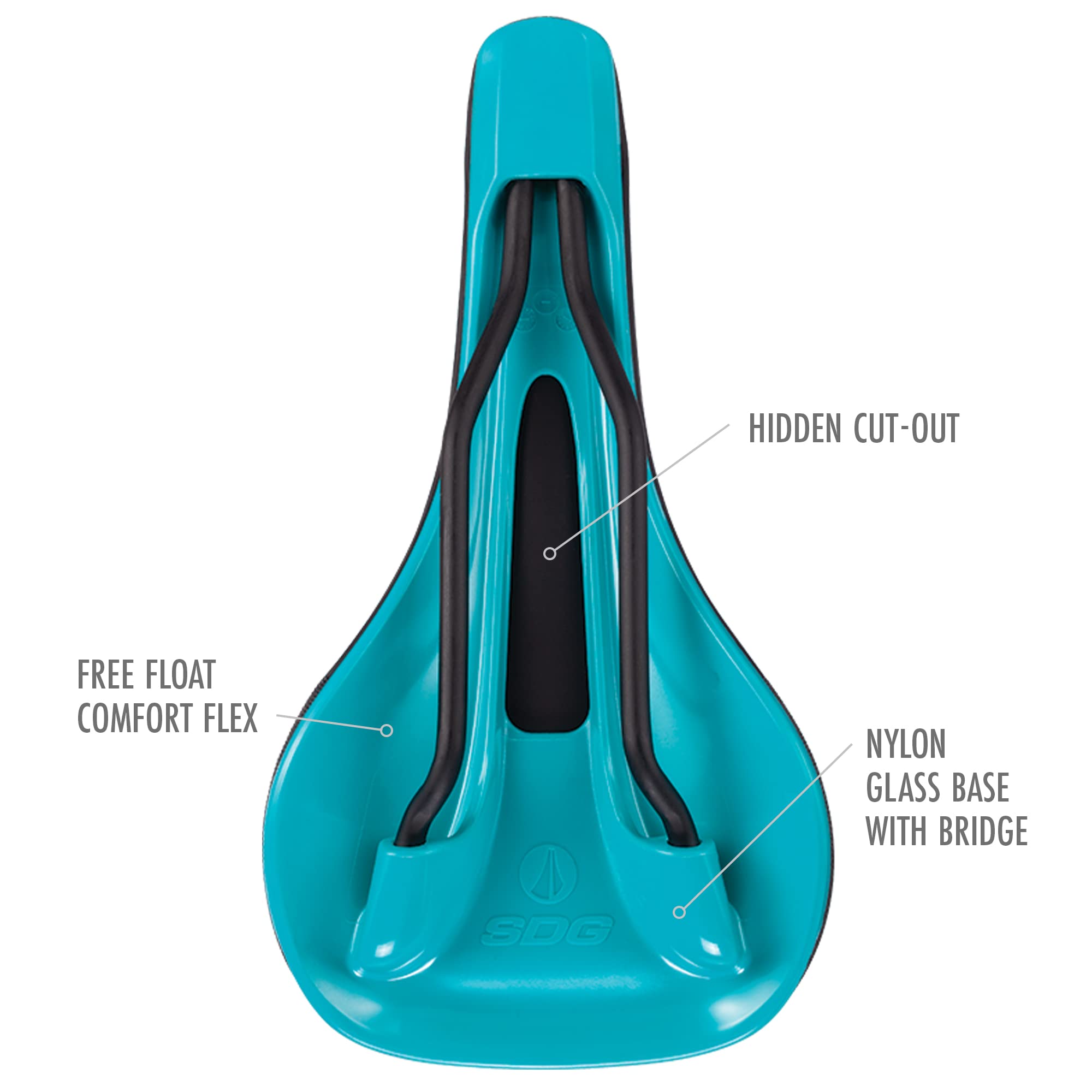 Selle Bel-Air 3.0 MAX Luxury Aluminum Bike Saddle - Black/Turquoise for Road & Mountain Biking
