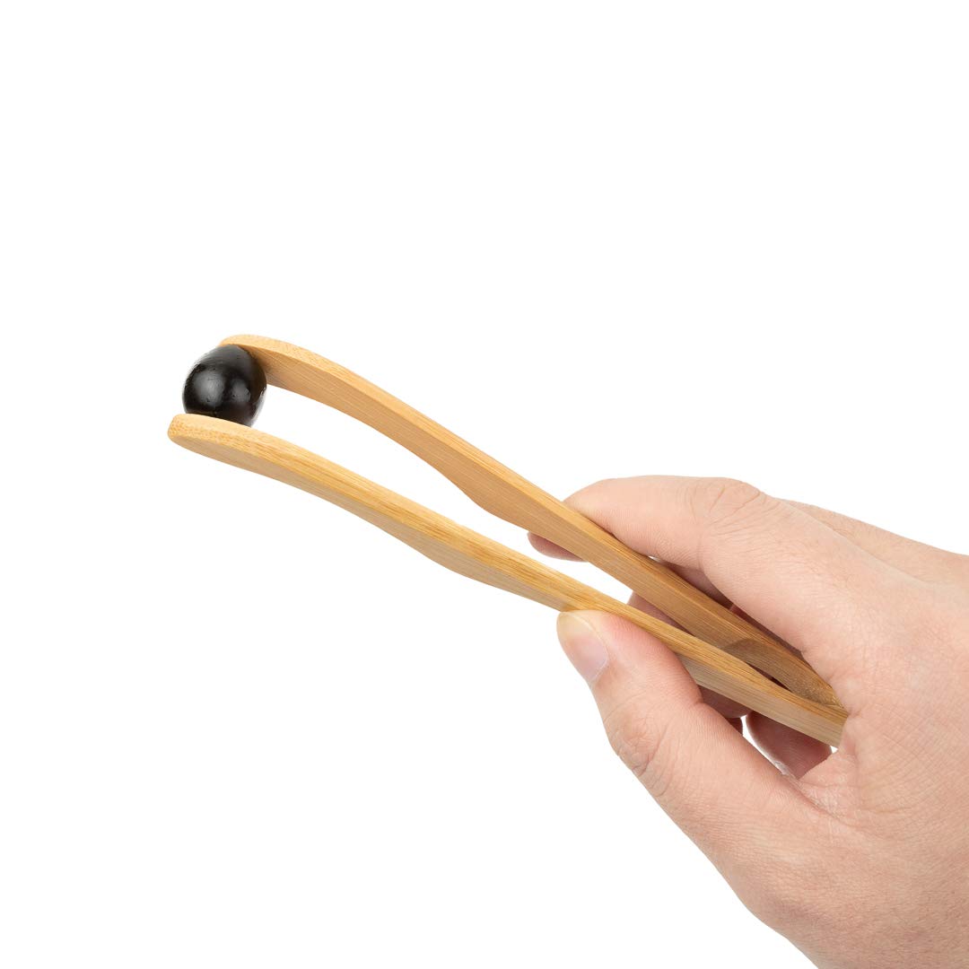 7 Inch Natural Bamboo Wooden Serving Tongs - 10 Pack Curved Disposable Kitchen Tongs for Cheese, Muffin, Fruits, Bacon & Bread - Perfect for Breakfast, BBQ, Picnics & Buffet Serving
