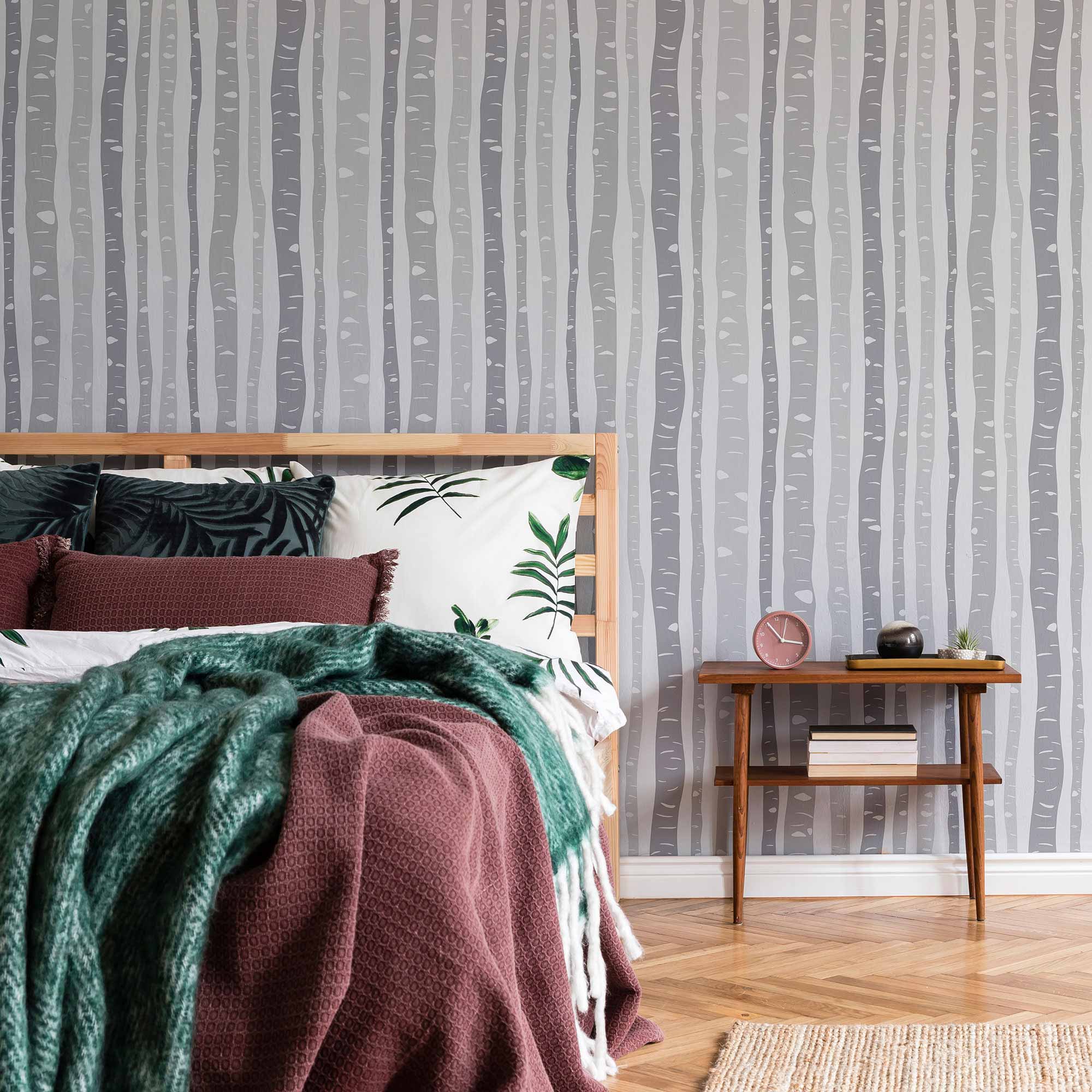 Grey Branches Peel and Stick Removable Wallpaper 8915 - Self-Adhesive Decorative Wall Covering for Bedroom, Living Room & Office Decor
