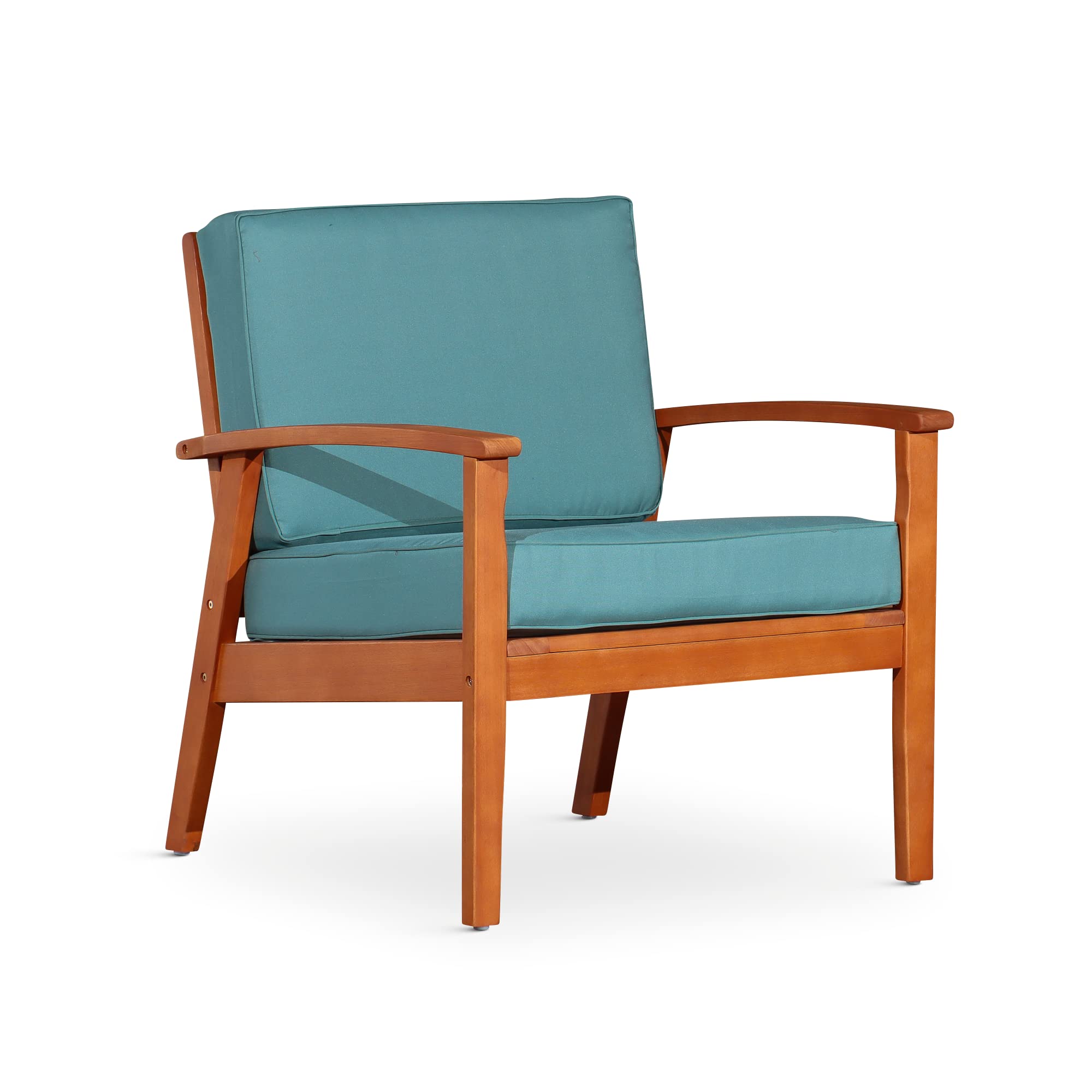 DTY Outdoor Living Longs Peak Deep Seat Eucalyptus Chair - Natural Oil Finish, Sage Cushions - Perfect for Patio, Garden, and Backyard Relaxation
