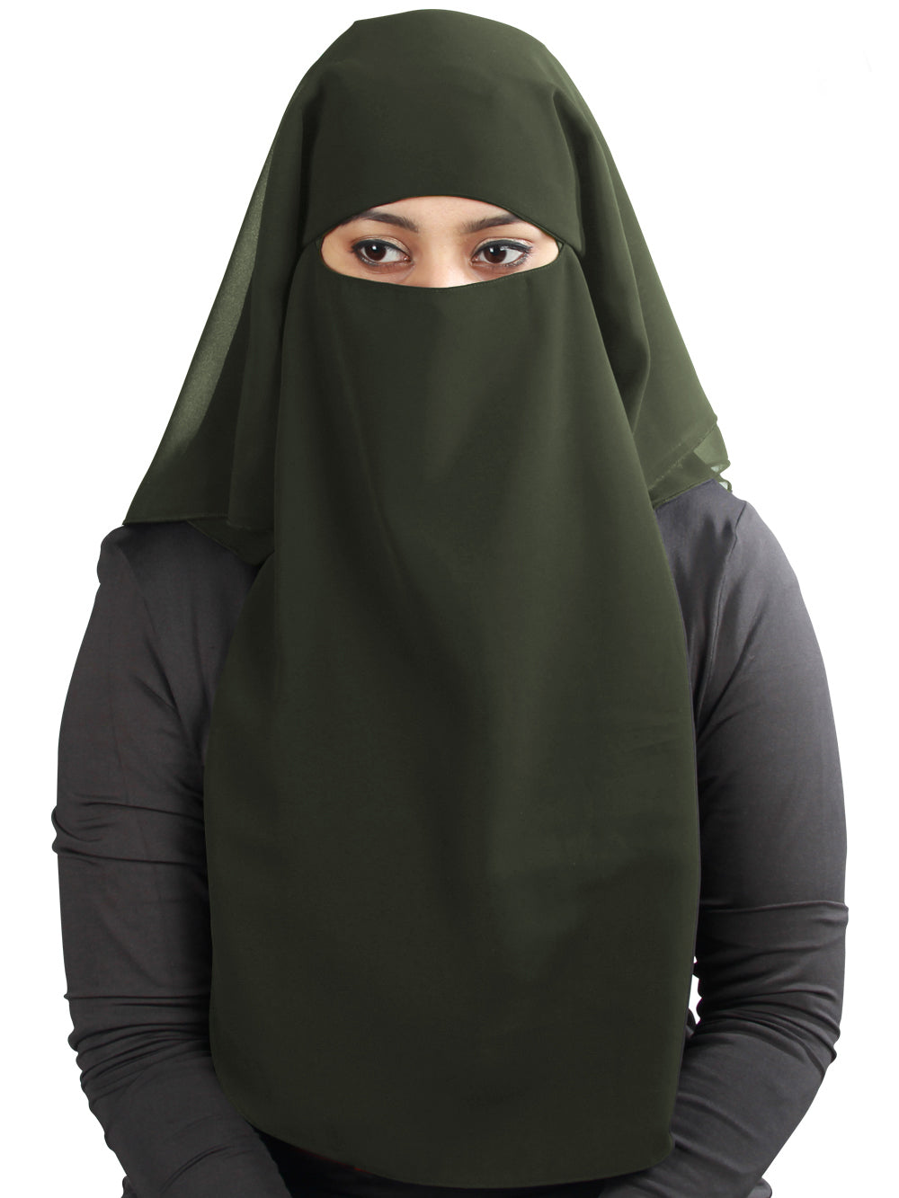Black Georgette 3-Layer Niqab for Women - Modest Islamic Face Covering for Prayer, Travel, and Daily Wear