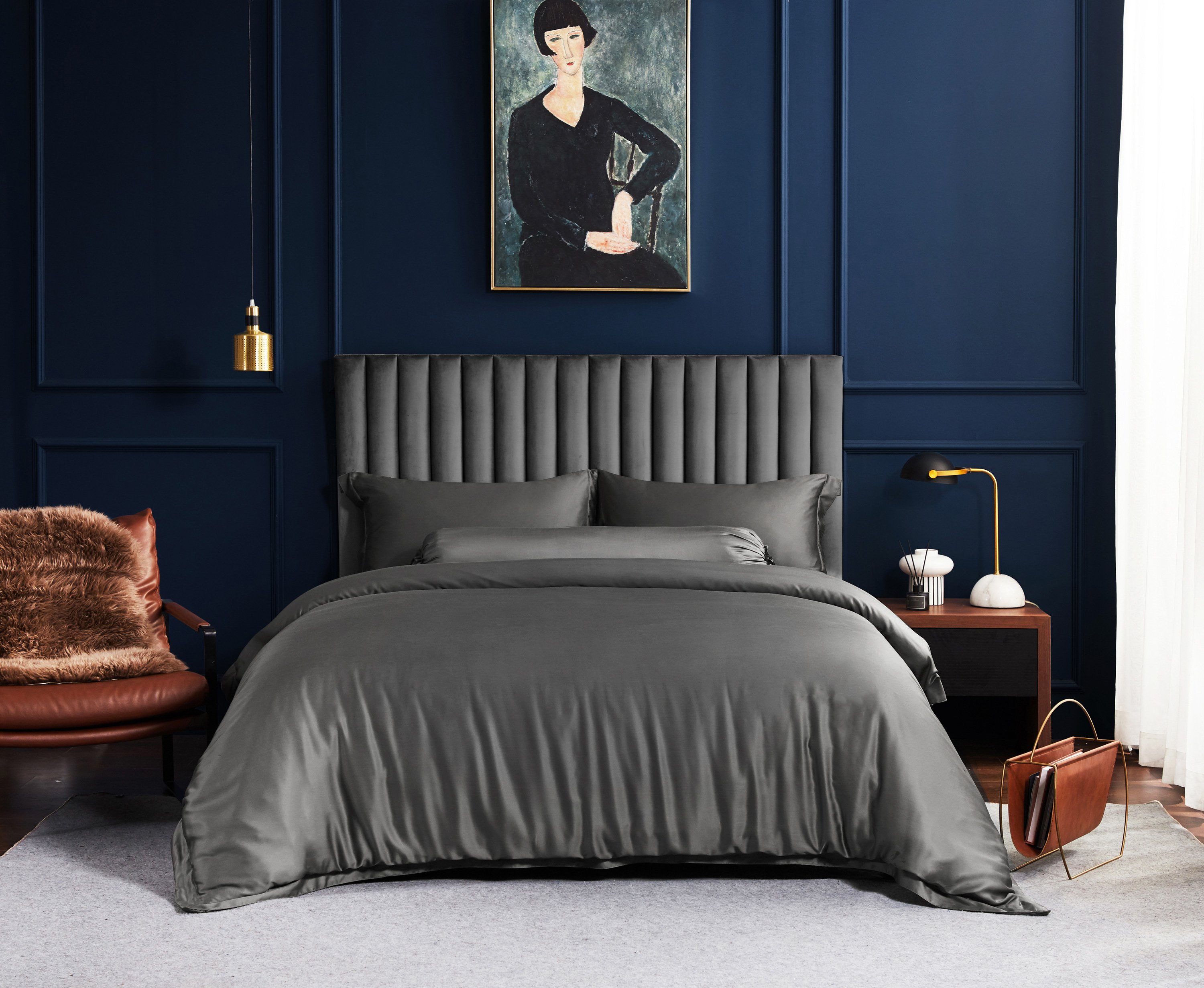 Premium TENCEL™ LF Imperial Gray Quilt Cover Set - Luxury Soft Bedding for Master Bedroom & Guest Room - Breathable & Hypoallergenic Queen/King Size