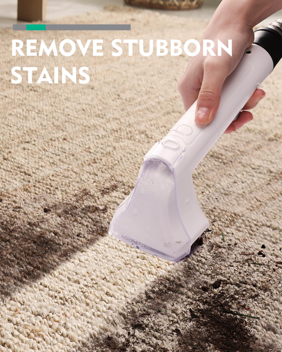 HAUSHOF Portable Carpet Spot Cleaner & Upholstery Cleaner Machine - Lightweight Handheld Deep Cleaner for Pet Stains, Sofa, Rug, Mattress, Car Seat & Curtain - White & Light Grey - Perfect for Home, Office and Car Interior Cleaning