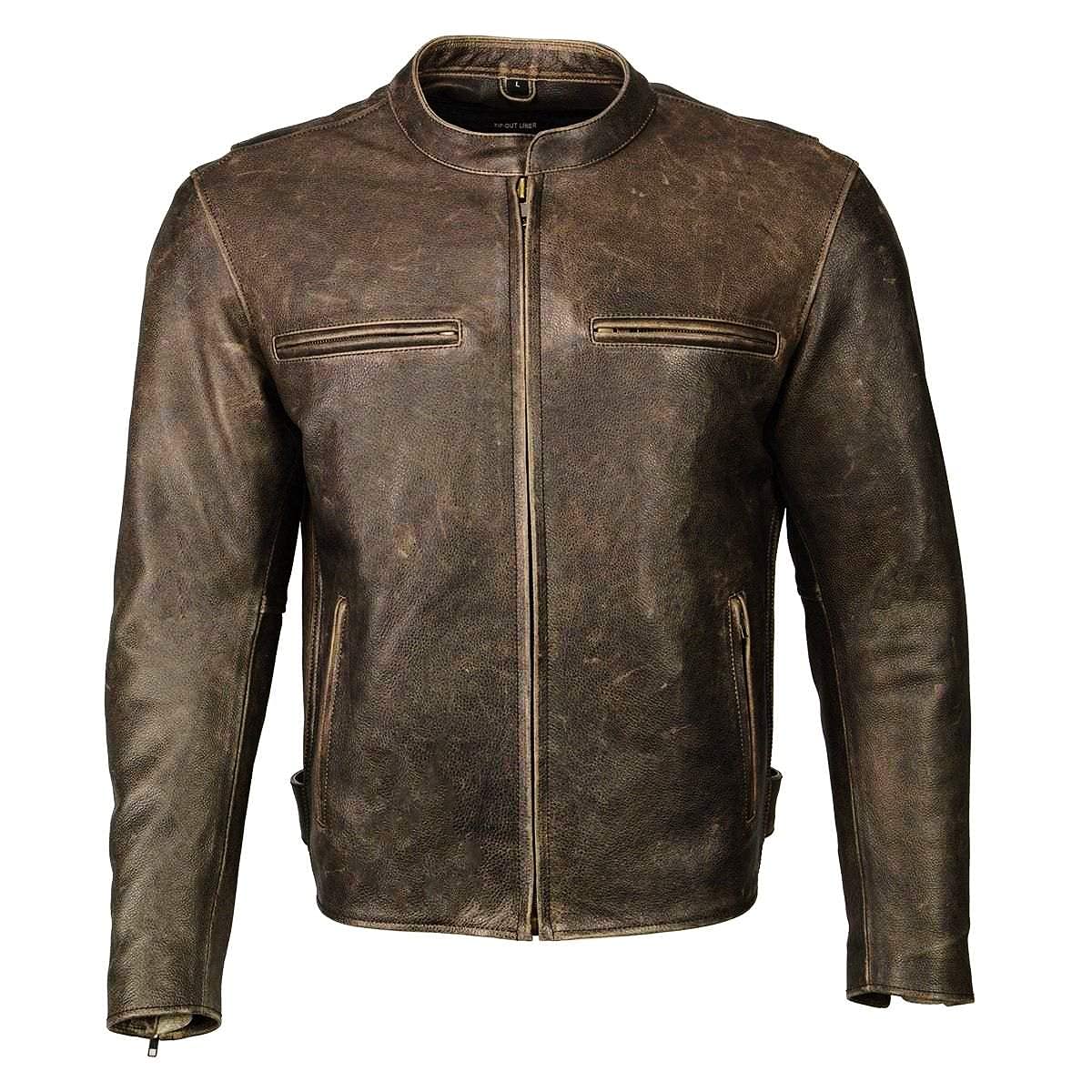 Milwaukee Leather MLM1503 Men's Distressed Brown Motorcycle Jacket - Vented Racer Style Leather Rider Jacket for Harley, Cruiser & Street Bikes | Perfect for Summer Riding & Long-Distance Tours