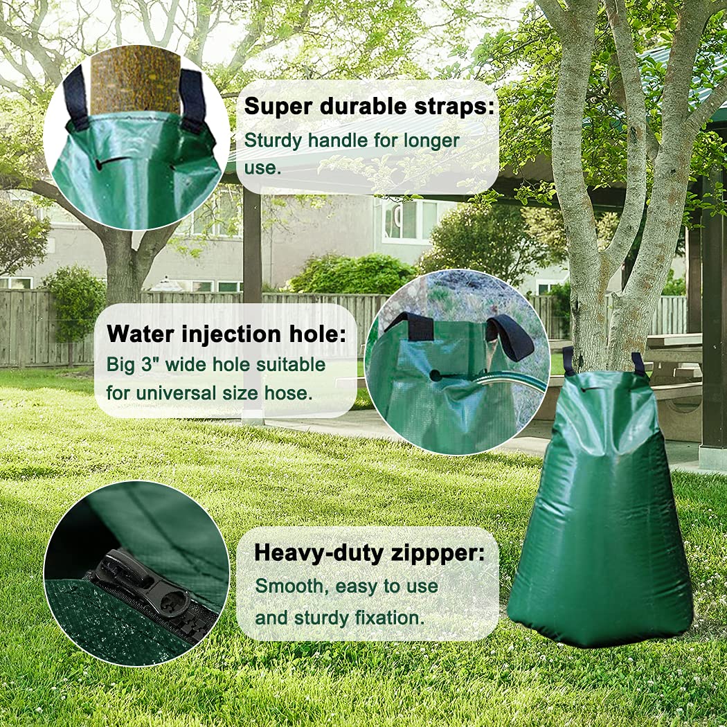 12 Pack 20 Gallon Tree Watering Bags - Heavy Duty Reusable Slow Release Gator Bags for Trees | Premium PVC Plant Drip Irrigation Bags (5-8 Hours Releasing Time) | Perfect for Drought Protection, Newly Planted Trees & Garden Irrigation