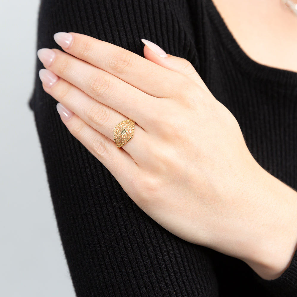 9ct Yellow Gold Alluring Ring for Women - Elegant Dainty Stackable Band - Perfect for Engagement, Wedding, Anniversary & Everyday Wear