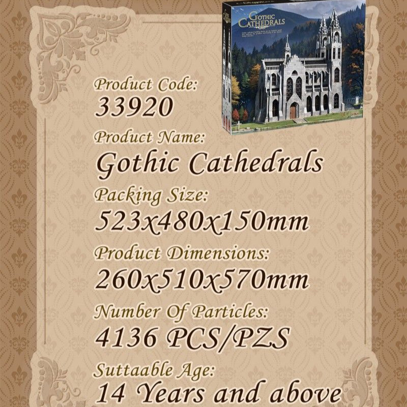 4034-Piece Gothic Cathedral Building Blocks Set - BK 33920 Model Kit for Adults & Teens | Medieval Architecture DIY Project | Home Decor & Collector's Display