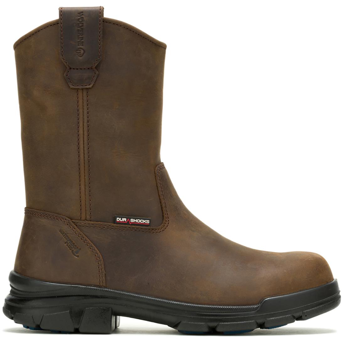 DuraShocks® SR Icon CarbonMax® Pull On Wellington Work Boots for Men - Waterproof, Slip Resistant, Dark Brown - Ideal for Construction, Farming & Outdoor Work