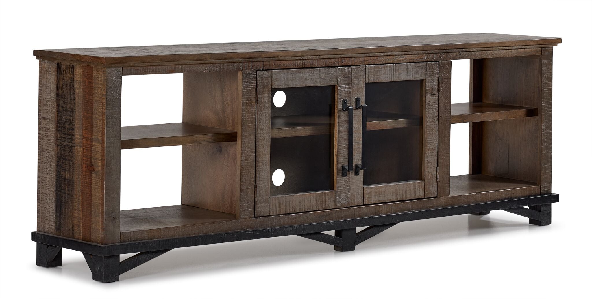 Baron 82 Inch TV Stand with Shelves - Modern Grey & Brown Entertainment Center for Living Room, Bedroom, Home Theater