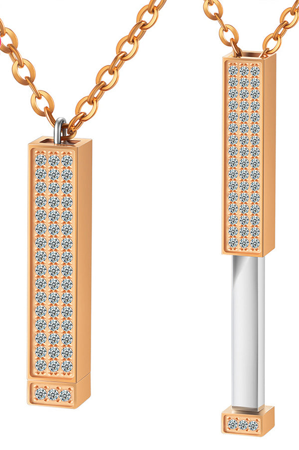 Stainless Steel Diamond Nesting Doll Pendant Necklace - Adjustable 3D Retractable Chain for Women, Gift for Her, Perfect for Parties, Date Nights & Special Occasions