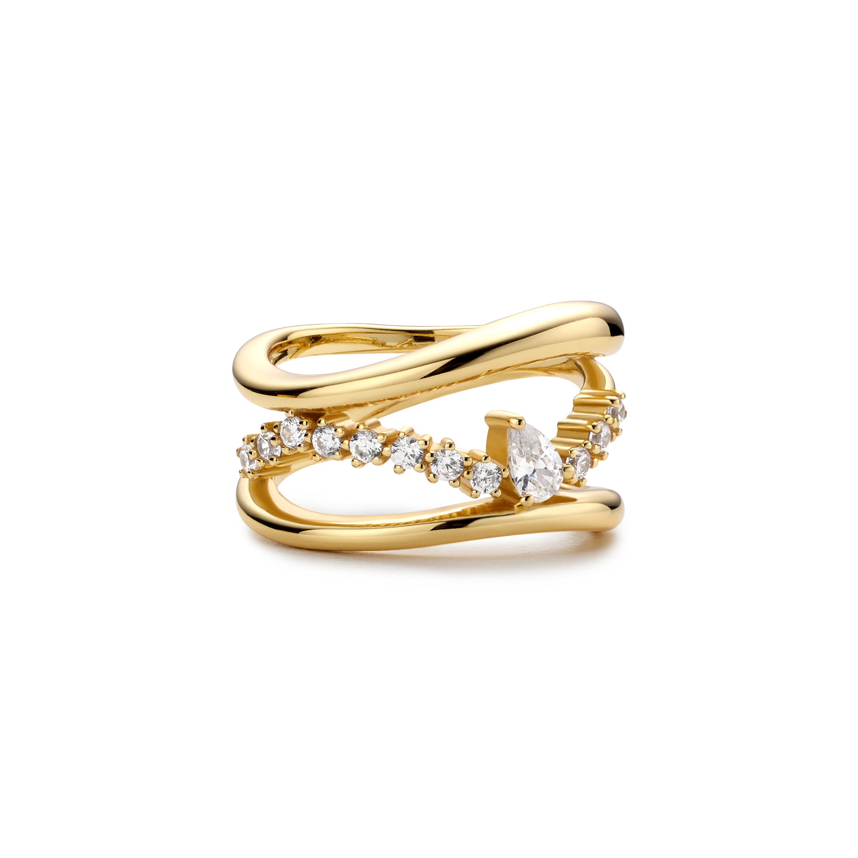 Sparkling Gold Ring for Women - Elegant 14K Gold Plated Cubic Zirconia Ring for Engagement, Wedding, Anniversary & Everyday Wear