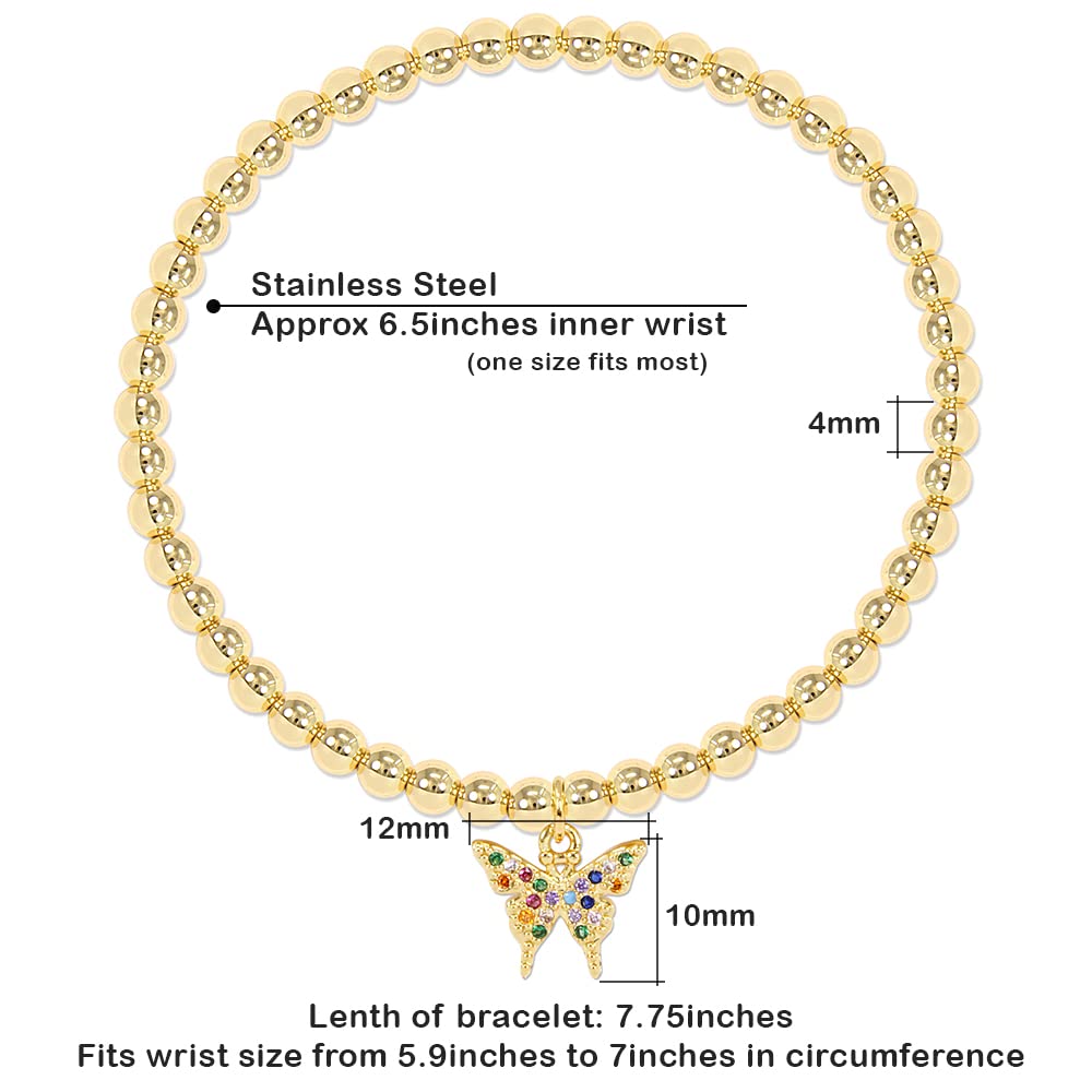 Elegant Gold & Silver Stainless Steel 4mm Bead Ball Stretchable Elastic Bracelet for Women - Perfect for Daily Wear, Parties & Gifts