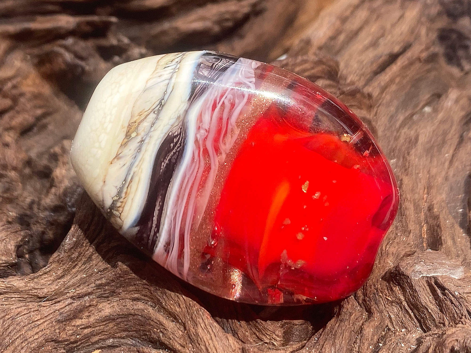 Handmade Red Ivory Organic Lampwork Glass Focal Bead for Jewelry Making - Perfect for Necklaces, Bracelets & DIY Craft Projects