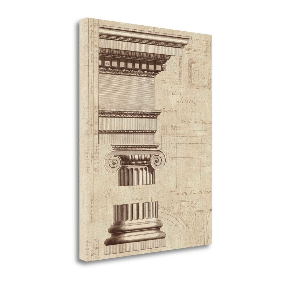 Wild Apple Gallery Wrap Canvas - Architectural Rendering II Burlap Sepia Crop - Premium Wall Art for Home & Office Decor