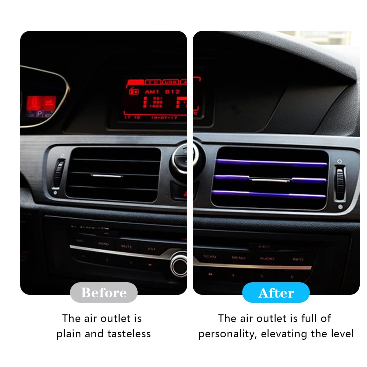 20PCS Flexible Car Air Vent Decorative Strips - Waterproof Auto AC Vent Outlet Trim, Bendable Interior Decor Accessories for SUV, Truck, RV (Purple) | Upgrade Your Vehicle's Style & Protect Vents from Dust
