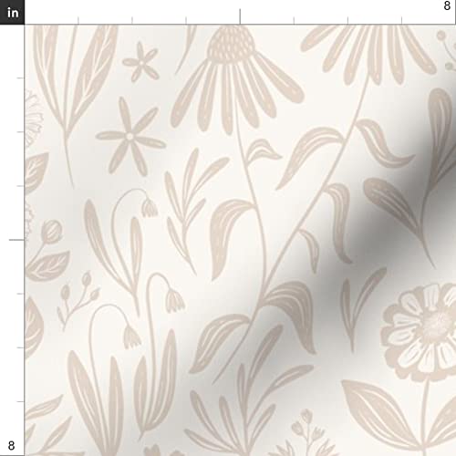 Flowers Cream Pink Nude Medium Scale Subtle Floral Wildflowers Printed Minky Fabric Fat Quarter - Soft Plush Fabric for Sewing Baby Blankets, Quilt Backing & DIY Projects - Perfect for Nursery Decor, Gift Making & Home Crafts