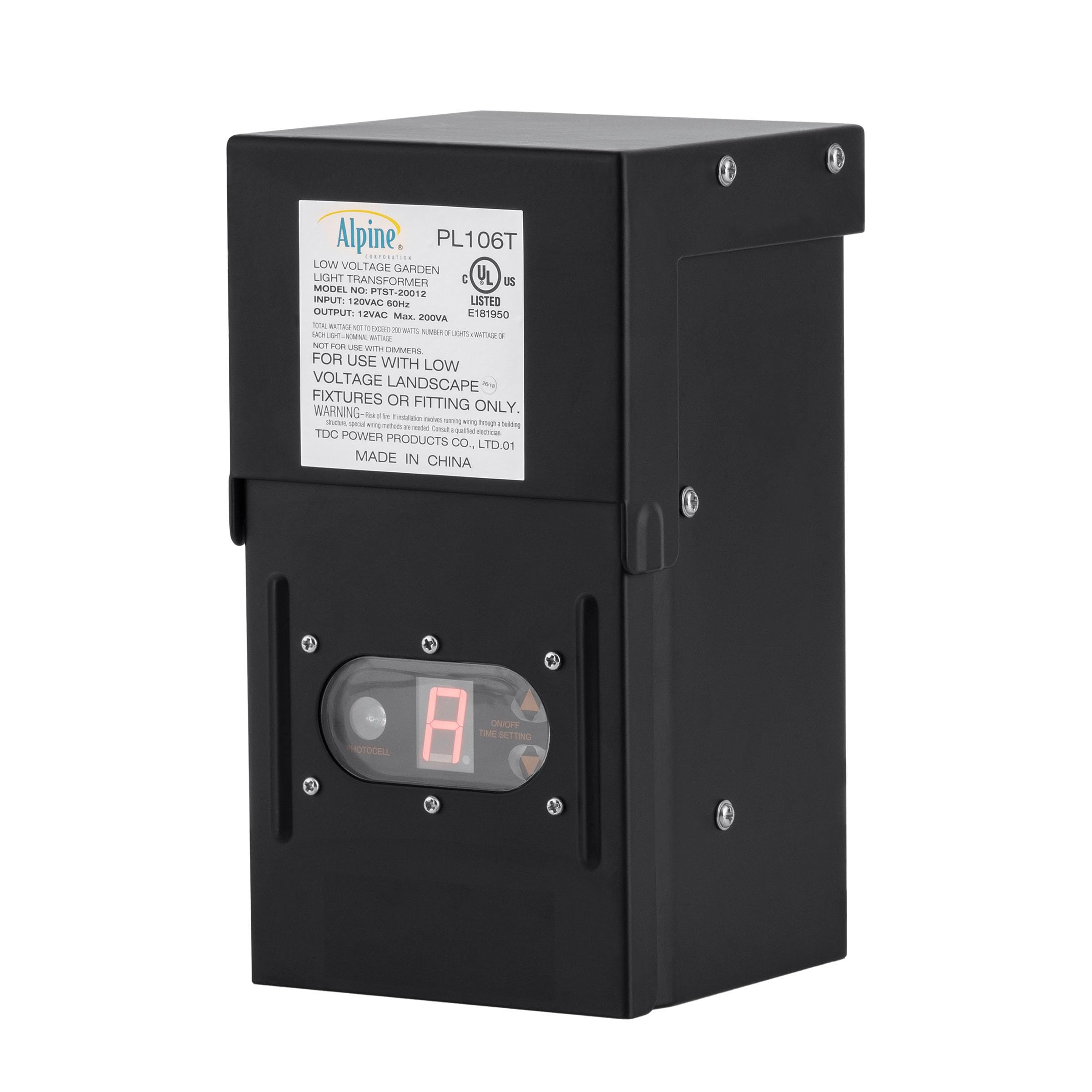 Alpine Corporation 200W Outdoor Transformer with Photocell & Timer for Ponds, Fountains, Waterfalls - Perfect for Garden, Patio & Landscape Lighting