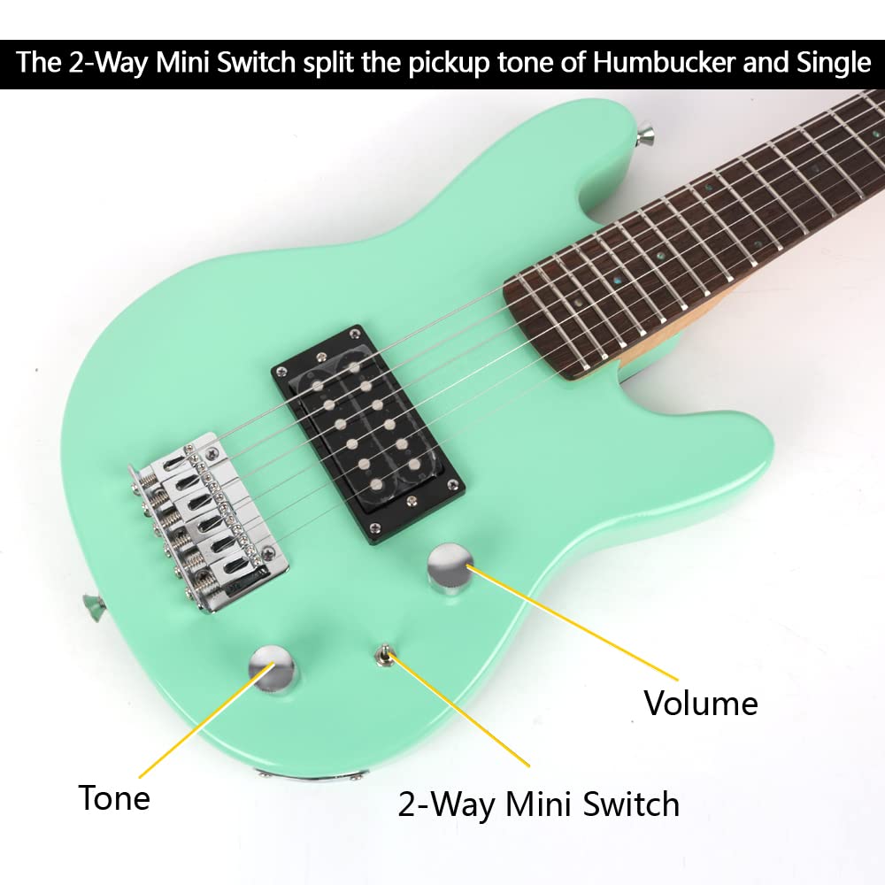 30 Inch Electric Guitar Starter Kit for Kids & Teens - Beginner Guitar Set with Amp, 600D Gig Bag, Picks, Cable, Strap & Extra Strings (Mini Size, Green) | Perfect for Home Practice, Music Lessons & Rock Band Performances
