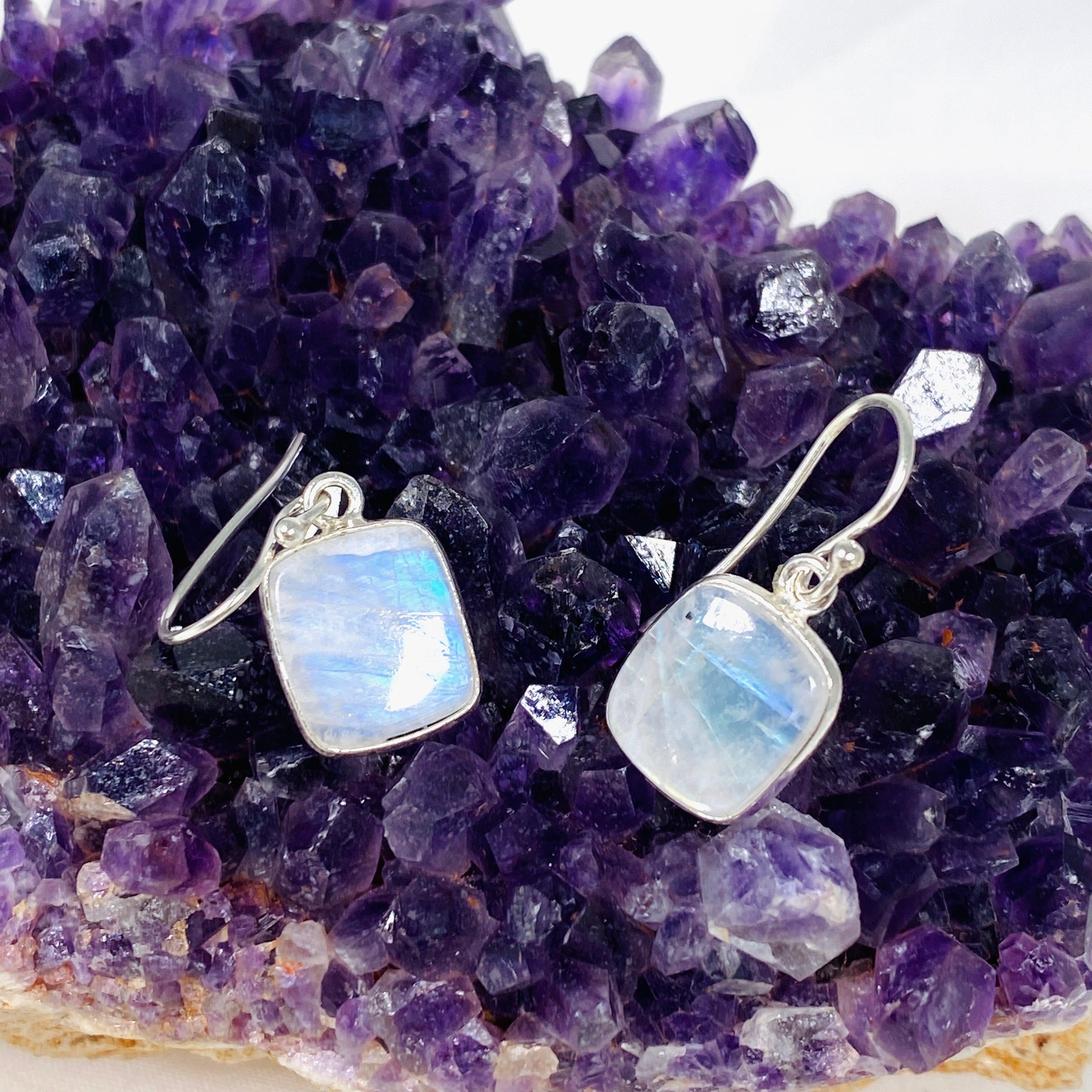 Moonstone Diamond Earrings 925 Sterling Silver Dangle Earrings for Women - Elegant Jewelry Gift for Birthday, Anniversary & Special Occasions