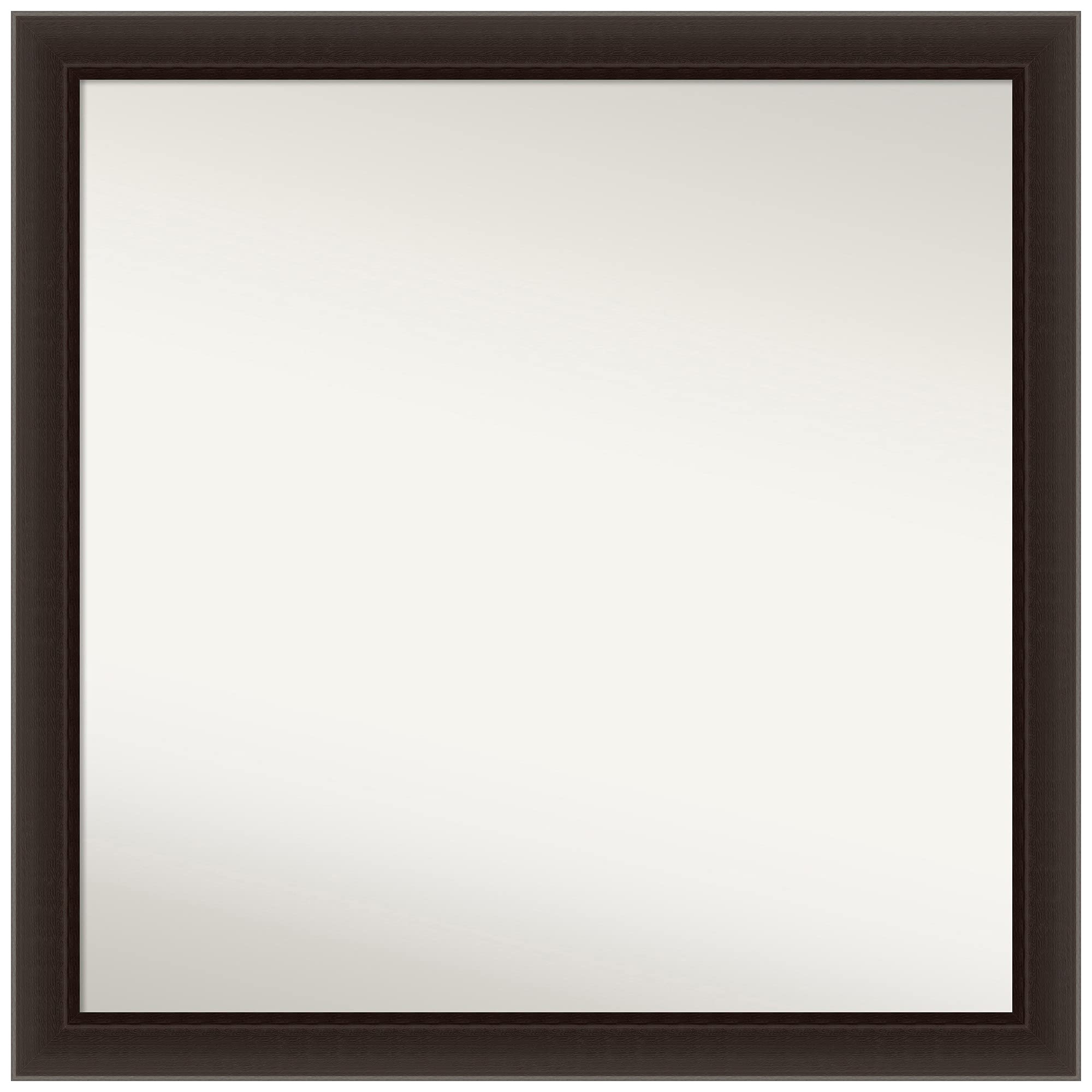 Amanti Art Non-Beveled Custom Wall Mirror 31.5x31.5 Inches - Romano Espresso Narrow Frame - Bathroom Mirror in Brown - Various Sizes Available - Perfect for Bathroom Vanity, Bedroom Decor & Entryway