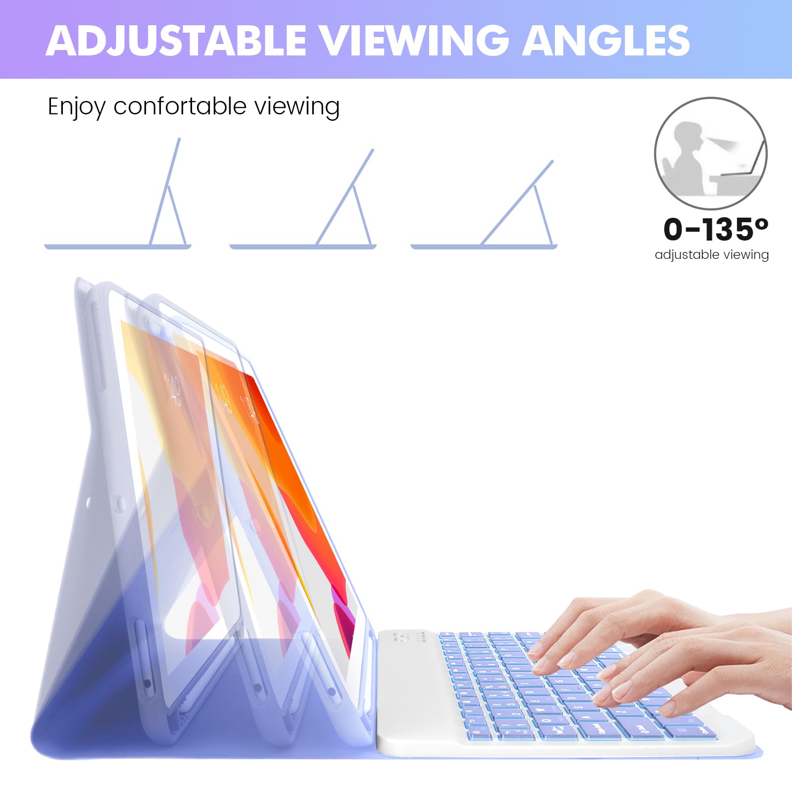 LAMA Wireless Keyboard Case with Bluetooth Mouse for iPad 10.2