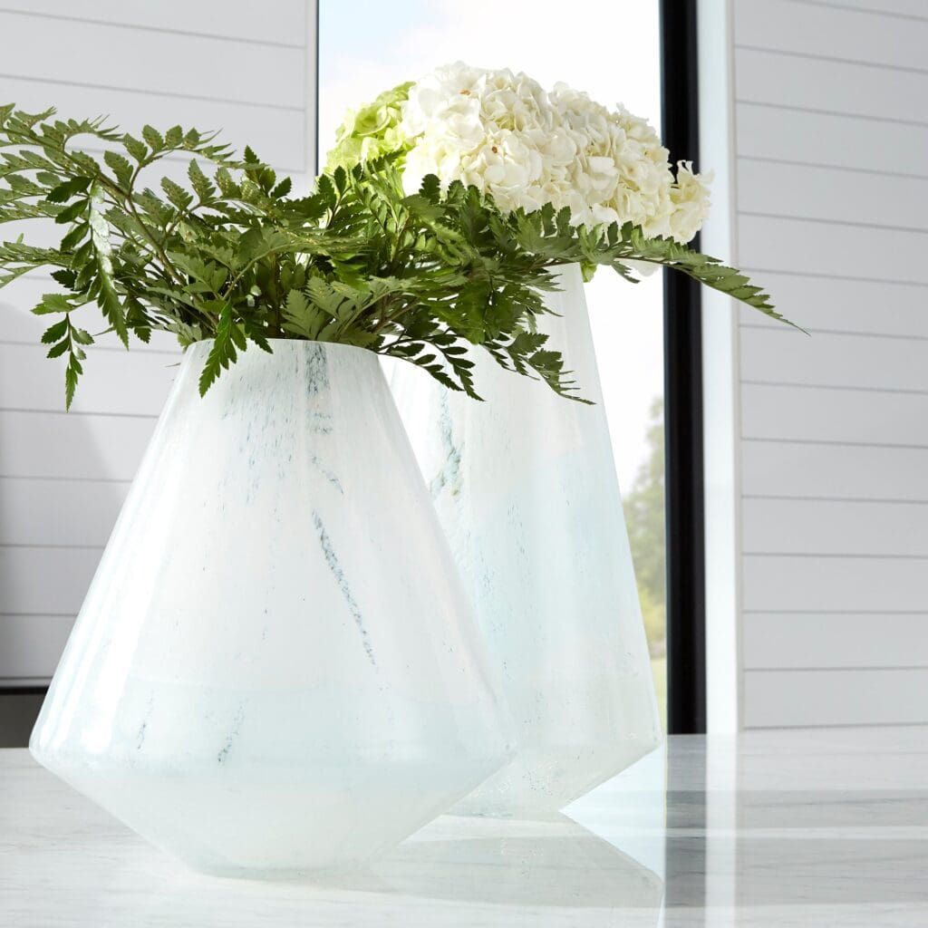 Cyan Design 10289 Backdrift Vase - Handcrafted Sky Blue & White Ceramic Vase for Home Decor, Wedding Centerpiece, Tabletop Display (Small Size)
