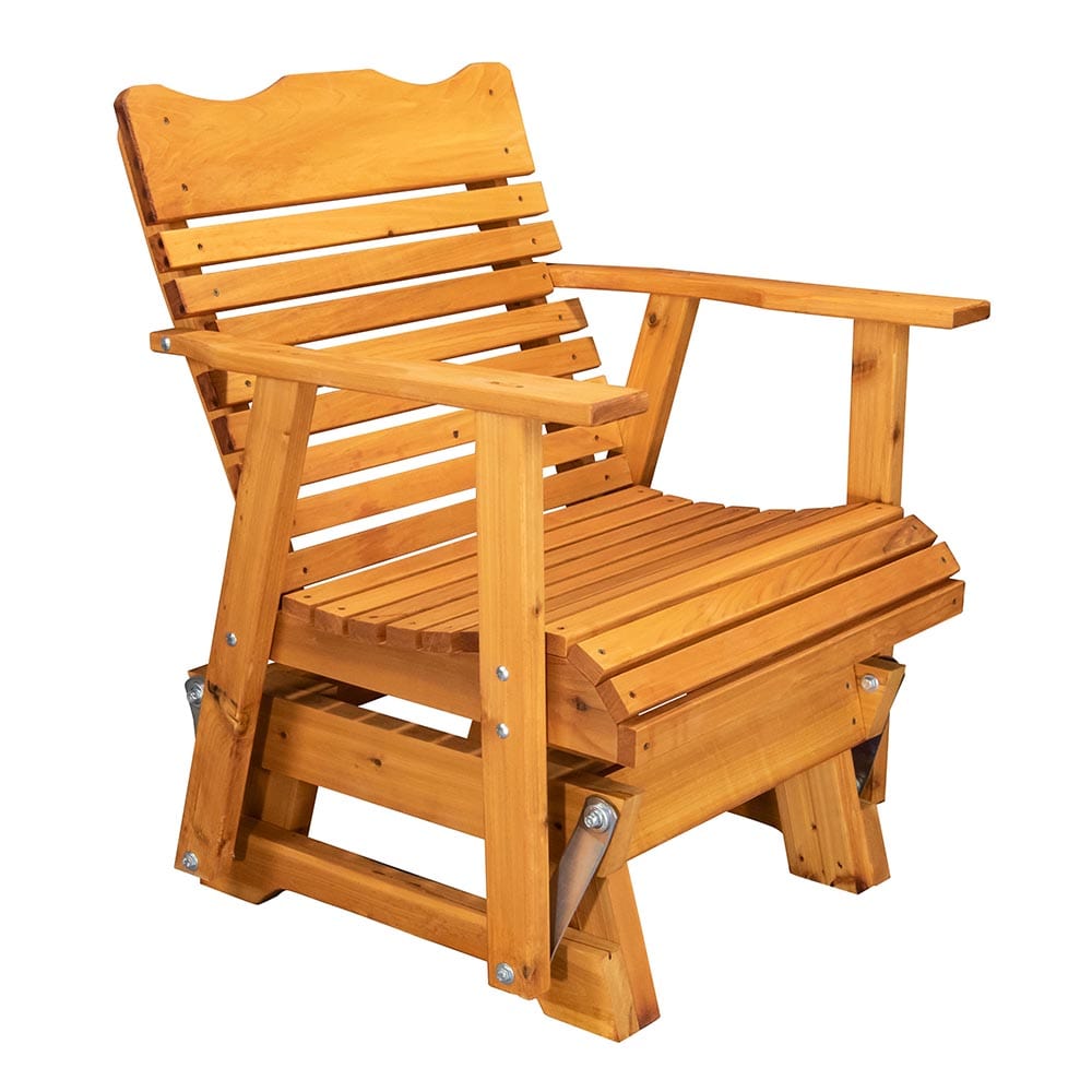 Amish-Made Classic Red Cedar Single Glider Chair - Handcrafted Wooden Rocking Chair for Porch, Patio & Nursery - Premium Outdoor & Indoor Relaxation Furniture