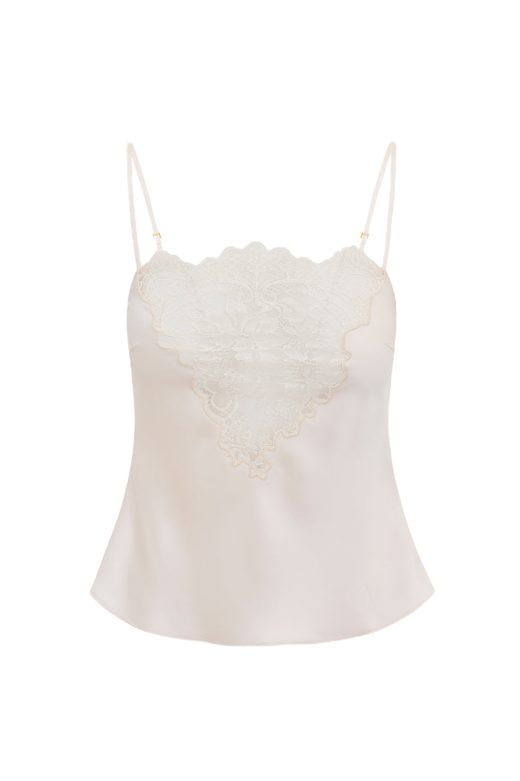 Elegant Constantina Satin Lace Cami Top for Women - Sexy Lingerie & Nightwear - Perfect for Date Nights, Boudoir Photos, and Special Occasions