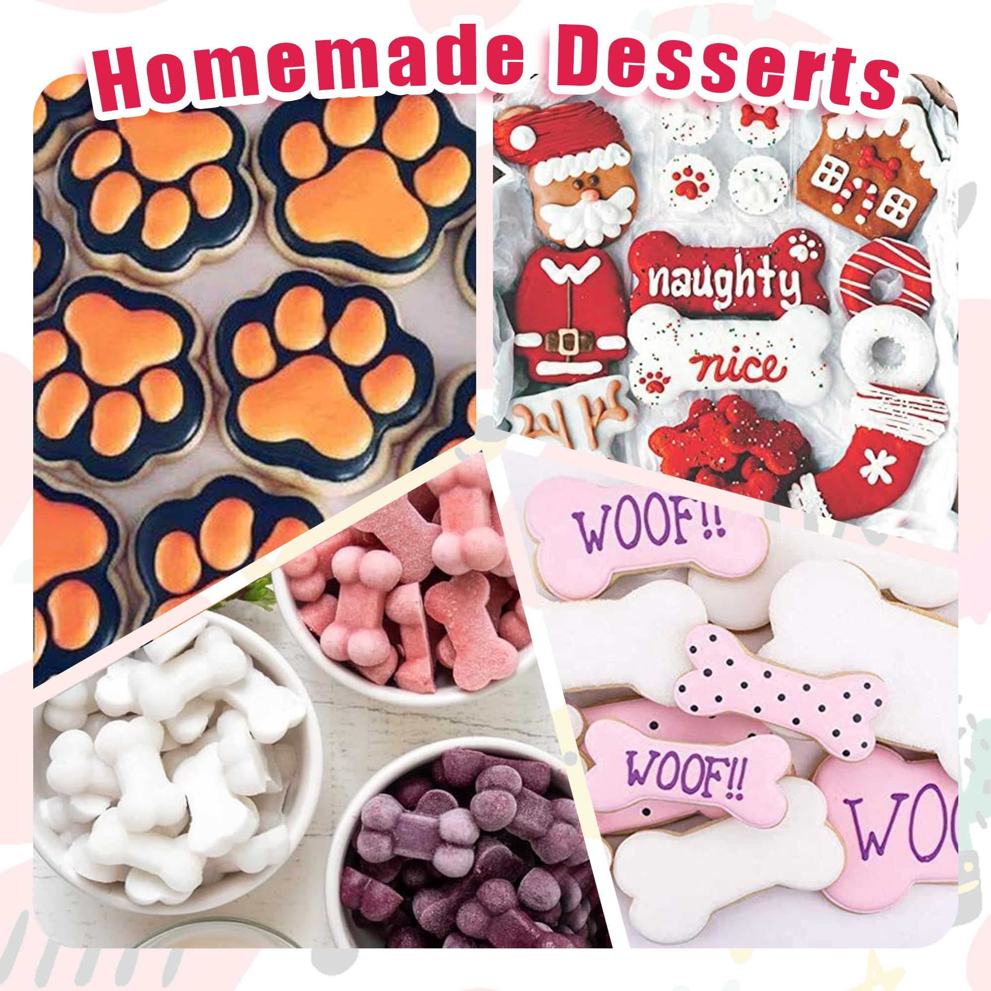 Premium 6-Pack Silicone Baking Molds for Dog Treats - Paw & Bone Shapes for Chocolate, Candy, Soap Making - Perfect for DIY Pet Treats, Party Favors & Holiday Gifts