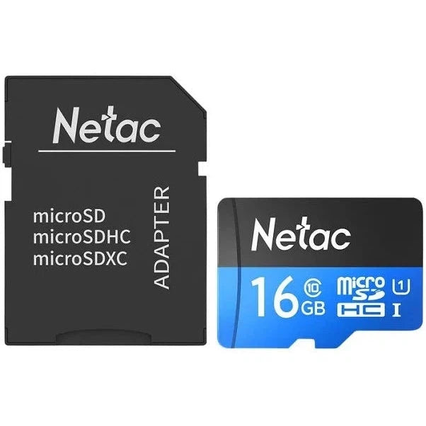 Netac P500 16GB U1 microSDHC Memory Card with SD Adapter - High Speed Storage for Smartphones, Tablets, Cameras & Drones
