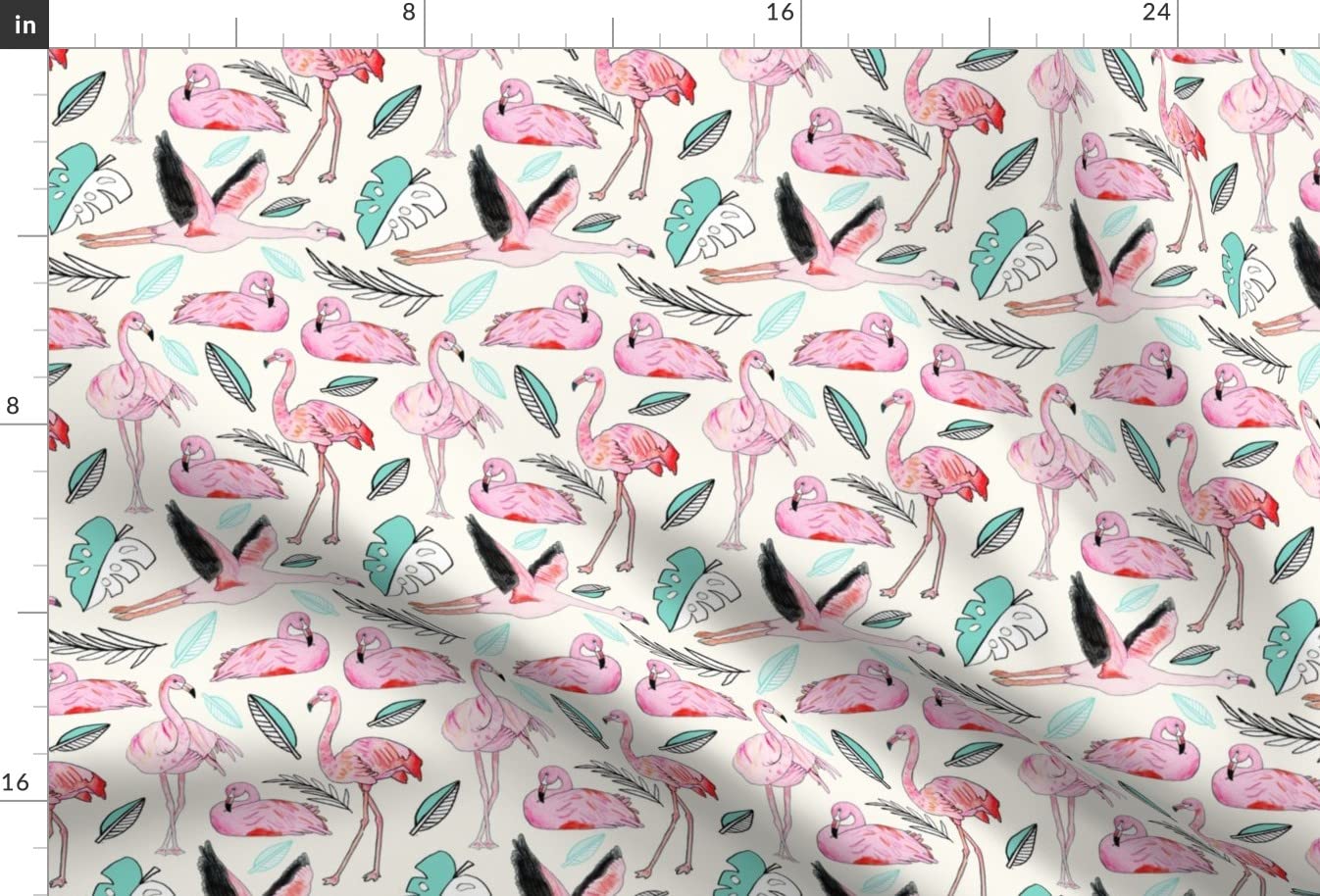 Flamingos Forever Printed Minky Fabric - Pink Tropical Jungle Leaves Design for Baby Blankets, Quilt Backing & Sewing Projects | Soft Plush Fat Quarter Fabric for Nursery Decor, DIY Crafts & Home Textiles