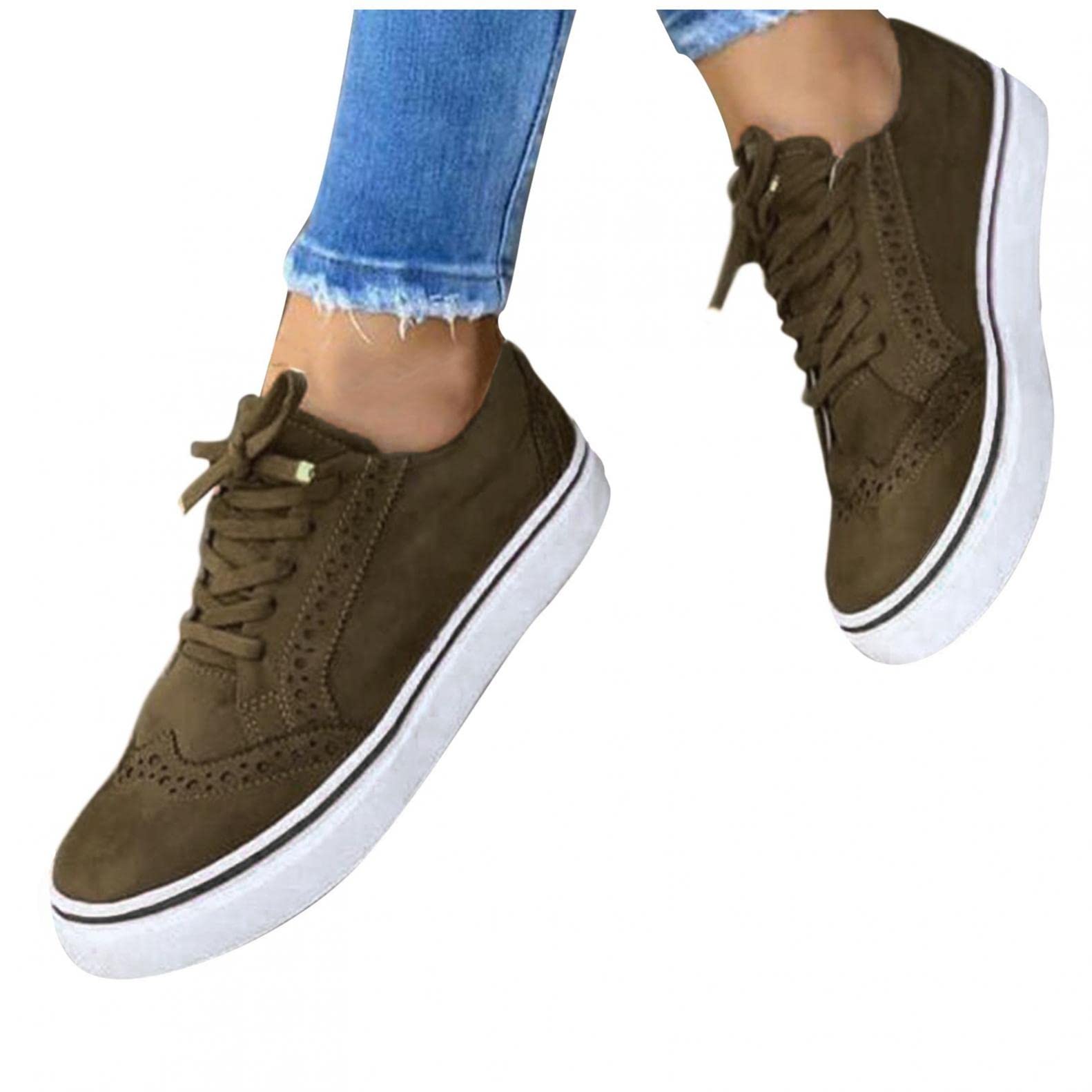 **AODONG Women's Lightweight Walking Sneakers - Breathable Canvas Slip On & Lace Up Loafers - Comfortable Running Shoes for Walking, Travel & Casual Wear**