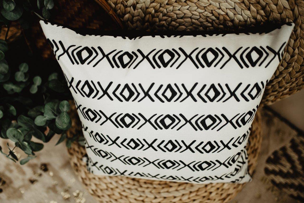 Premium Mud-Cloth Pillow Covers - XOXO Throw Pillows for Sofa & Bed - Modern Luxury Home Decor - Elegant Living Room & Bedroom Accent Pillows - Perfect for Boho Chic & African Inspired Interior Design