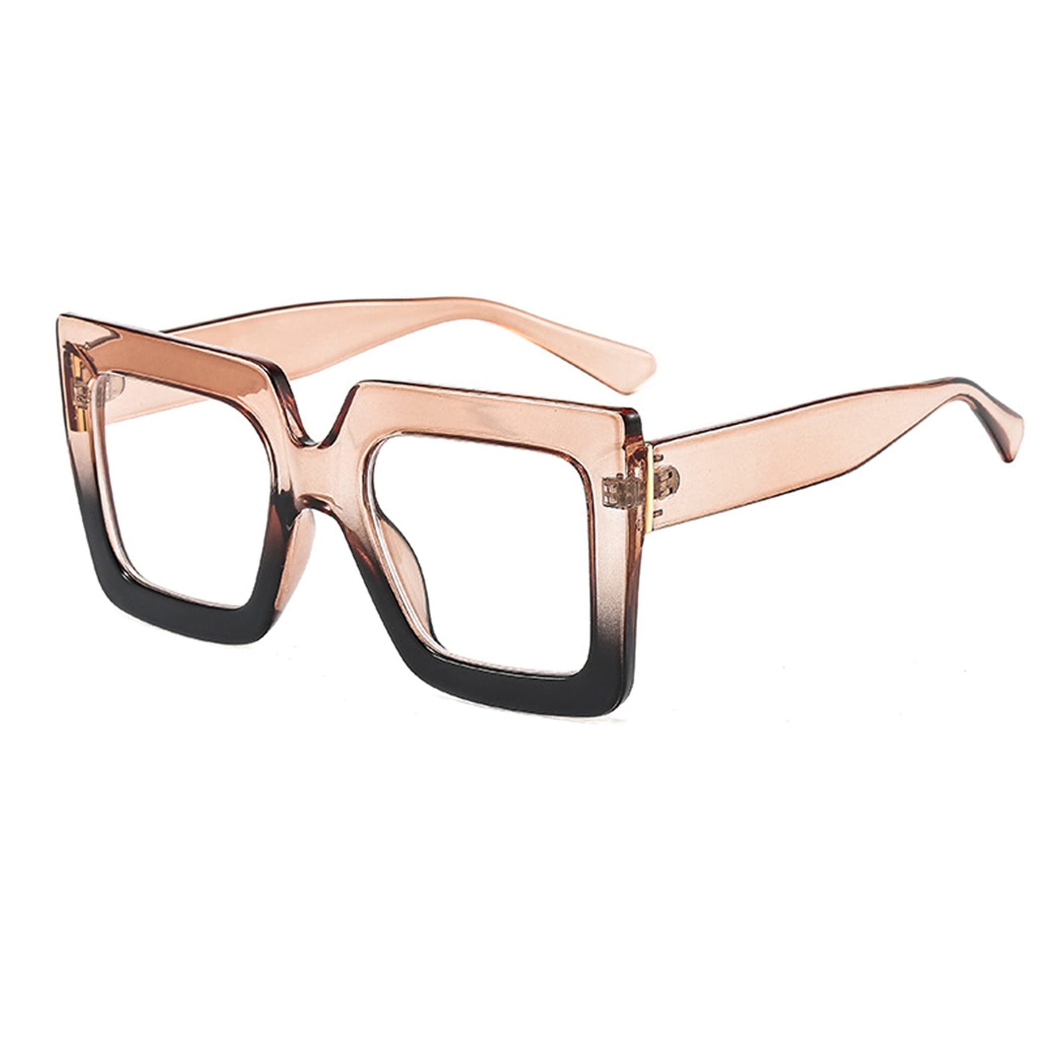 Bullabulling Oversized Square Blue Light Blocking Glasses - Anti-Eye Strain Reading Glasses for Women & Men, Fashionable Gradient Cat Eye Frames for Work, Gaming & Screen Time