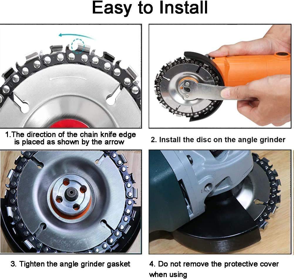 **NANDAN 4-Inch Angle Grinder Chainsaw Disc, 22-Teeth Steel Chainsaw Blade for Wood Carving, Compatible with 4