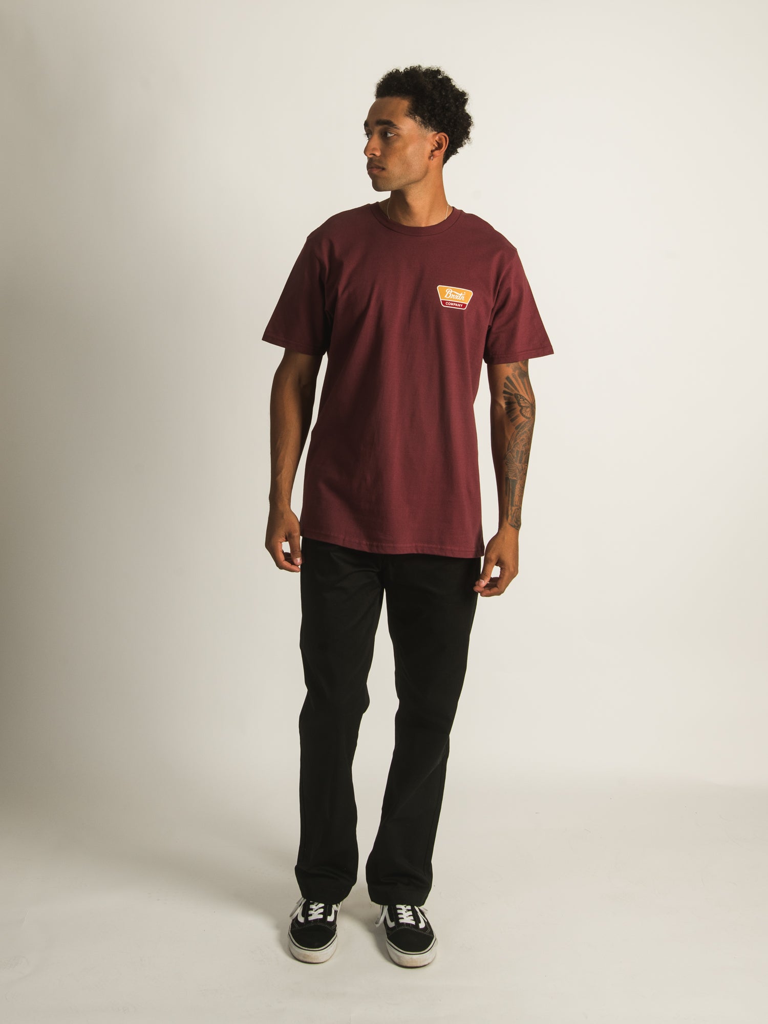 Brixton Linwood Men's T-Shirt - Soft Cotton Short Sleeve Tee for Casual Wear | Clearance Sale | Perfect for Streetwear, Summer Outfits & Everyday Comfort
