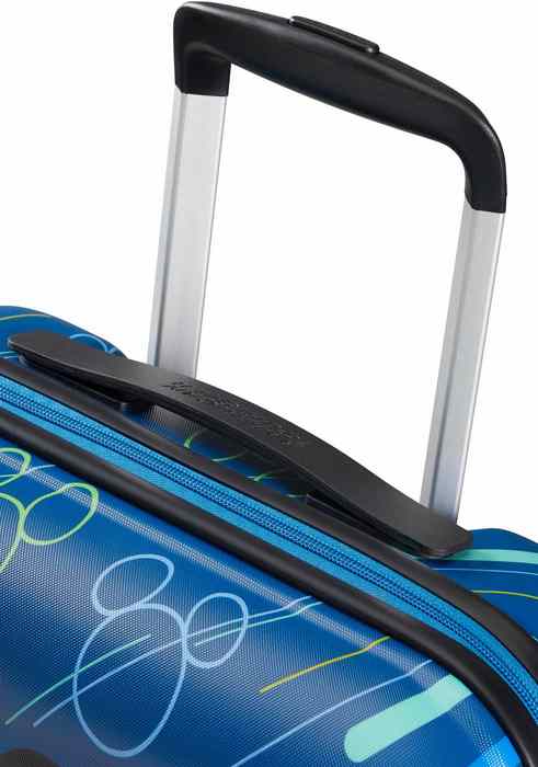 American Tourister Disney Wavebreaker Carry On Spinner Luggage - Mickey Future Pop Design, Lightweight Hardshell Suitcase for Travel, Business Trips & Family Vacations