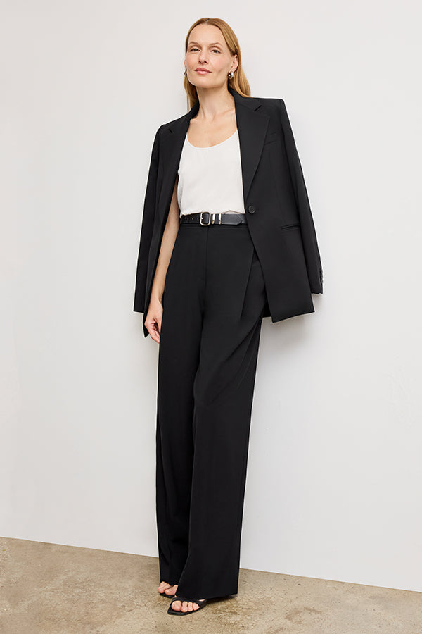 Rina Sculptural High-Waisted Pants - OrigamiTech Pleated Trousers in Black for Women | Office Wear & Evening Outfits