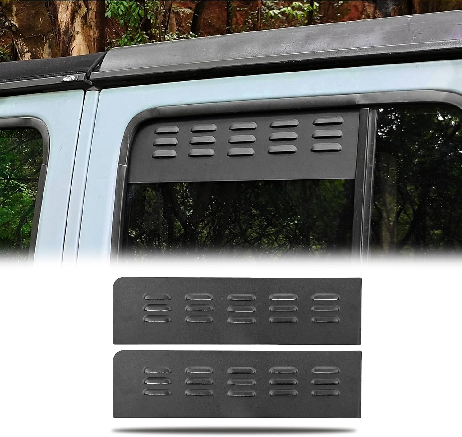 2018-2024 Jeep Wrangler JLU 4-Door Window Vent Covers with Insect Net - 2-Piece Set for Fresh Air & Bug Protection | Perfect for Off-Roading & Summer Driving