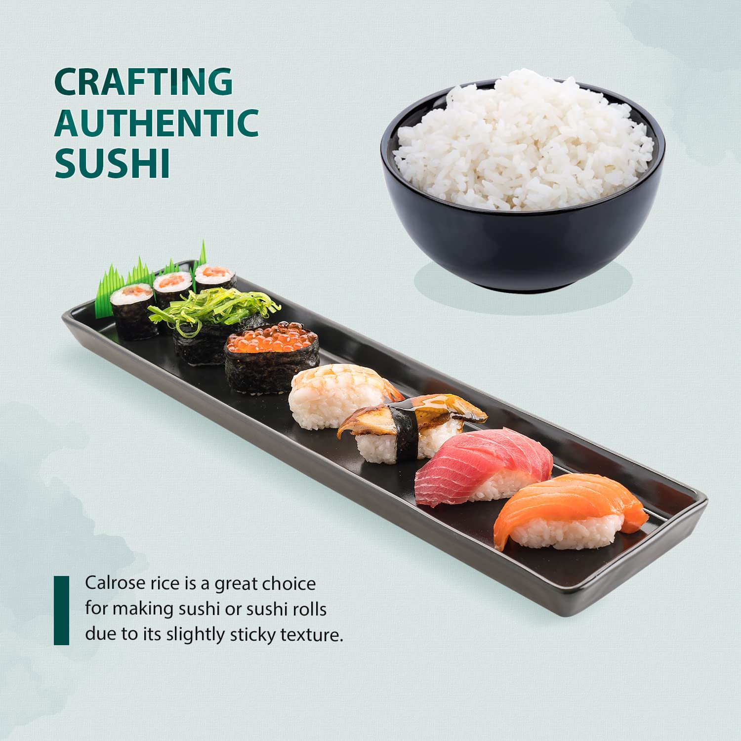 Soeos Premium Sushi Rice - Medium Grain White Sticky Rice for Perfect Sushi Rolls, Japanese Cuisine & Asian Dishes - 2lb (32oz) Calrose Rice - Ideal for Home Cooking, Restaurant Use & Meal Prep
