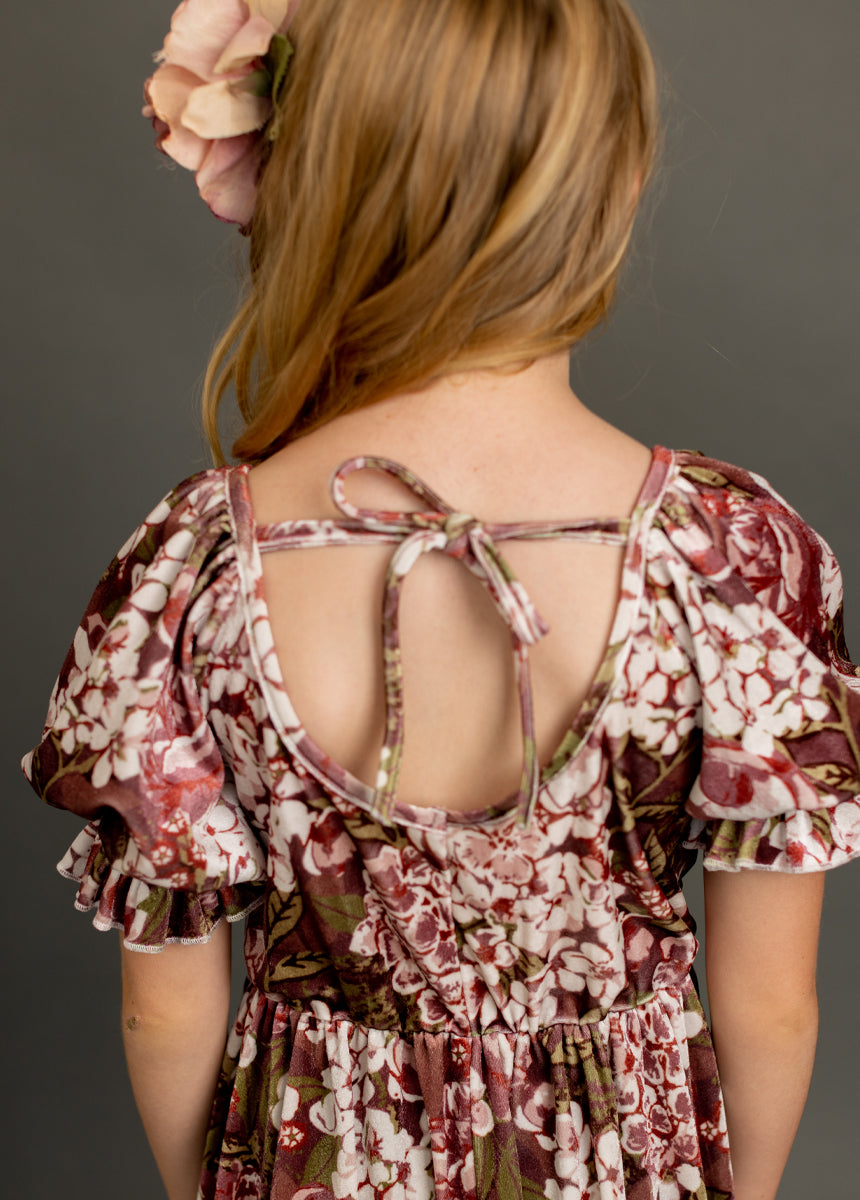 Arella Women's Floral Print Dress in Raisin Hydrangea - Elegant Midi Dress for Summer, Parties & Special Occasions