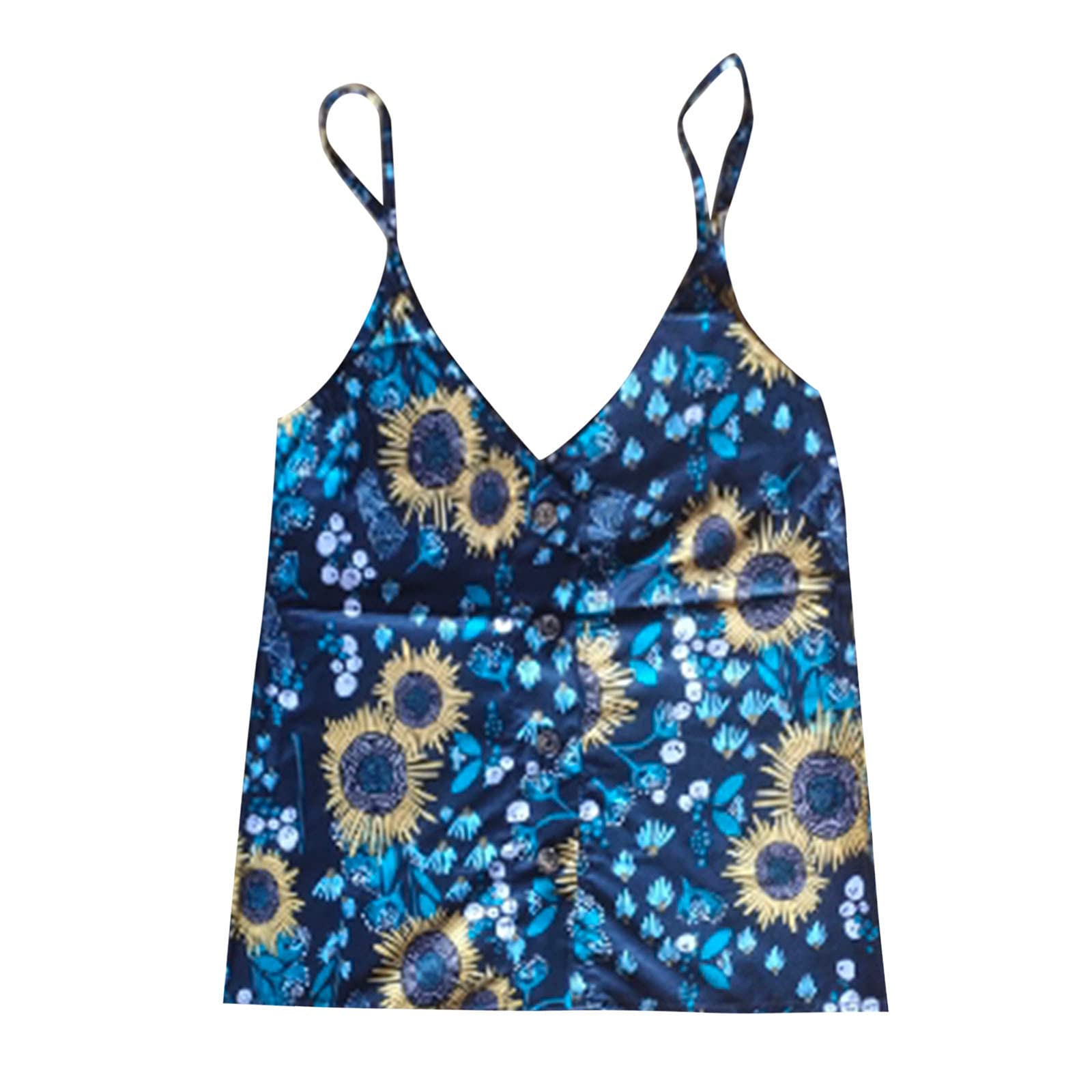 Women's Button Down V-Neck Strappy Tank Tops - Loose Fit Casual Sleeveless Blouse Shirts | Perfect for Summer Outfits, Beach Wear & Layering